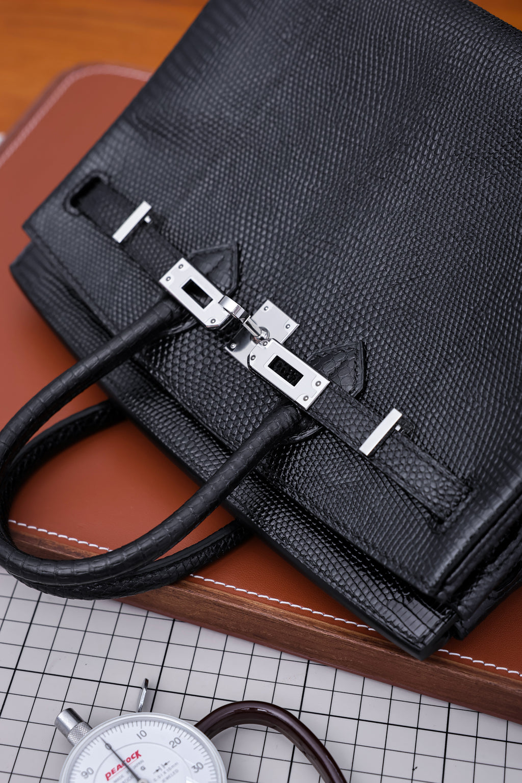 Birkin- All Handmade Golden / Sliver  Noir  lizard  leather