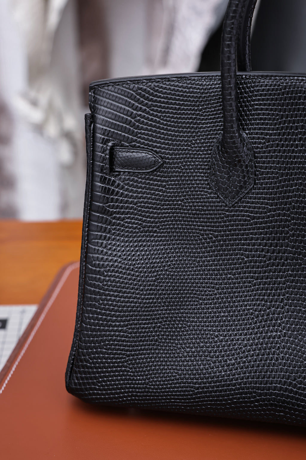 Birkin- All Handmade Golden / Sliver  Noir  lizard  leather