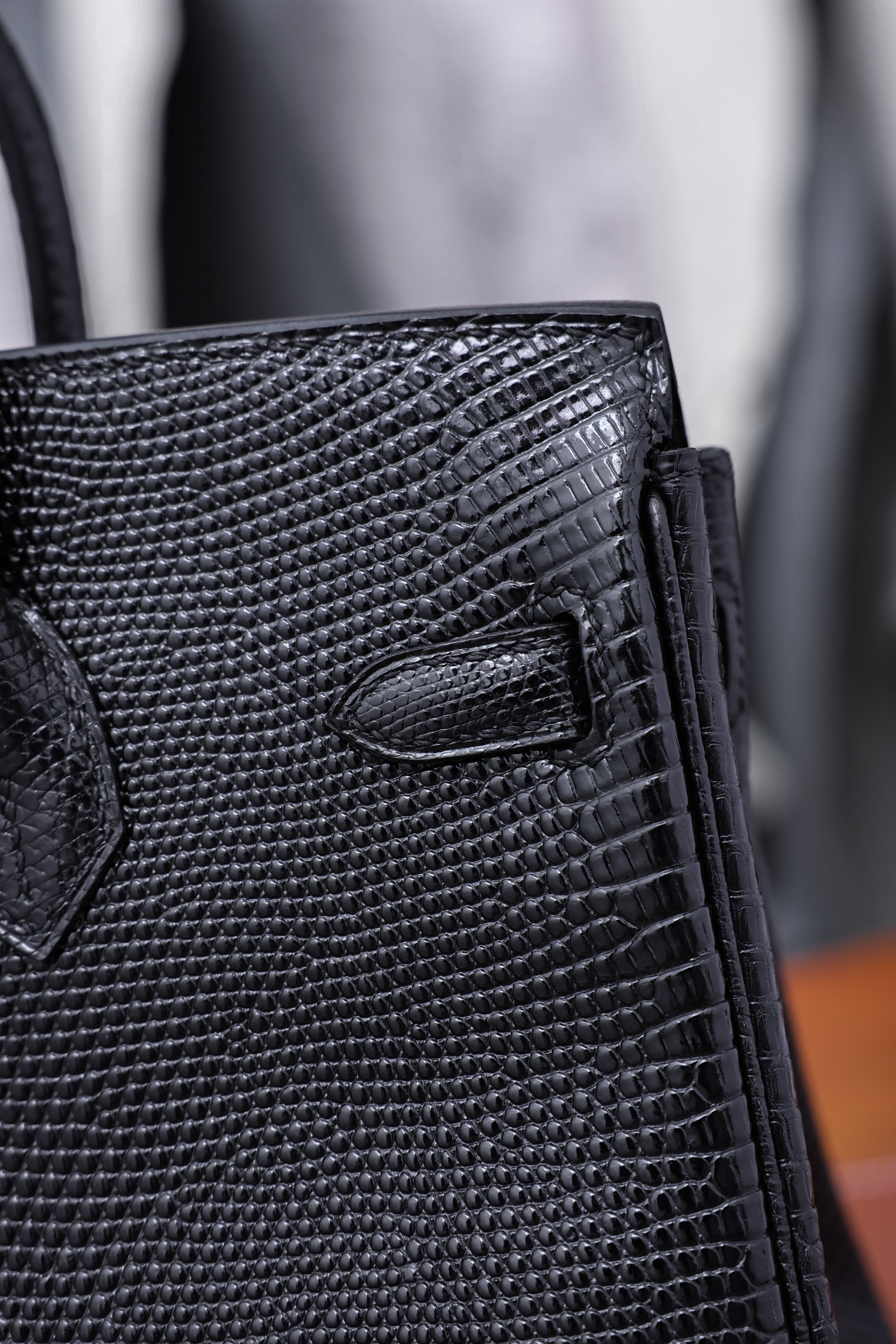 Birkin- All Handmade Golden / Sliver  Noir  lizard  leather