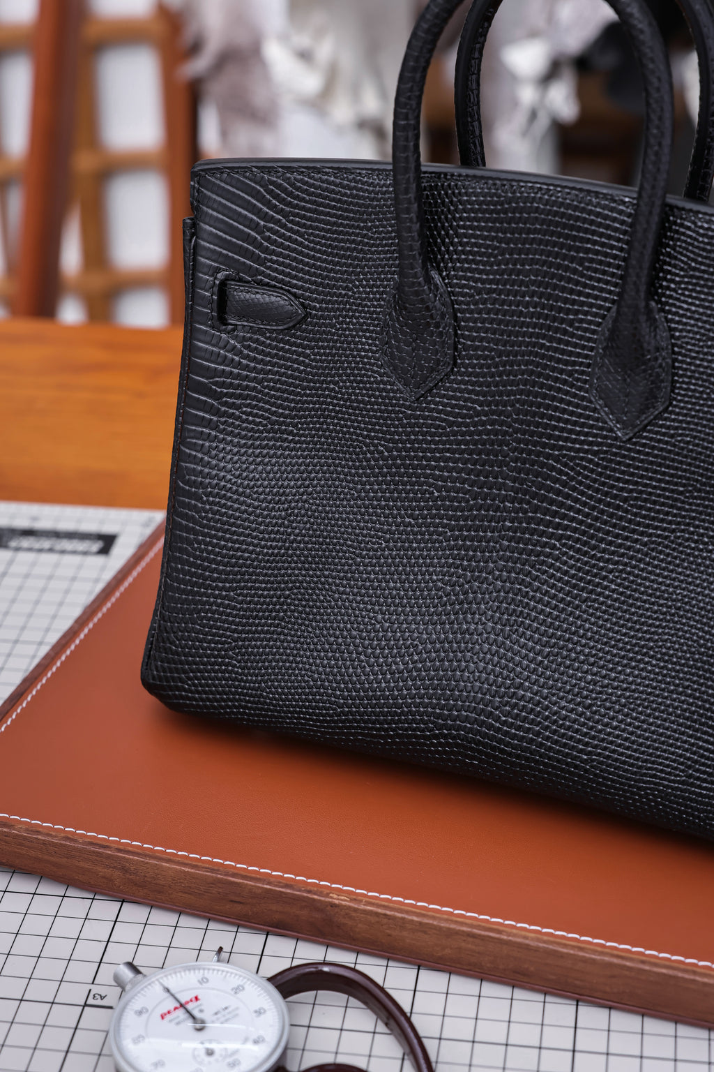 Birkin- All Handmade Golden / Sliver  Noir  lizard  leather