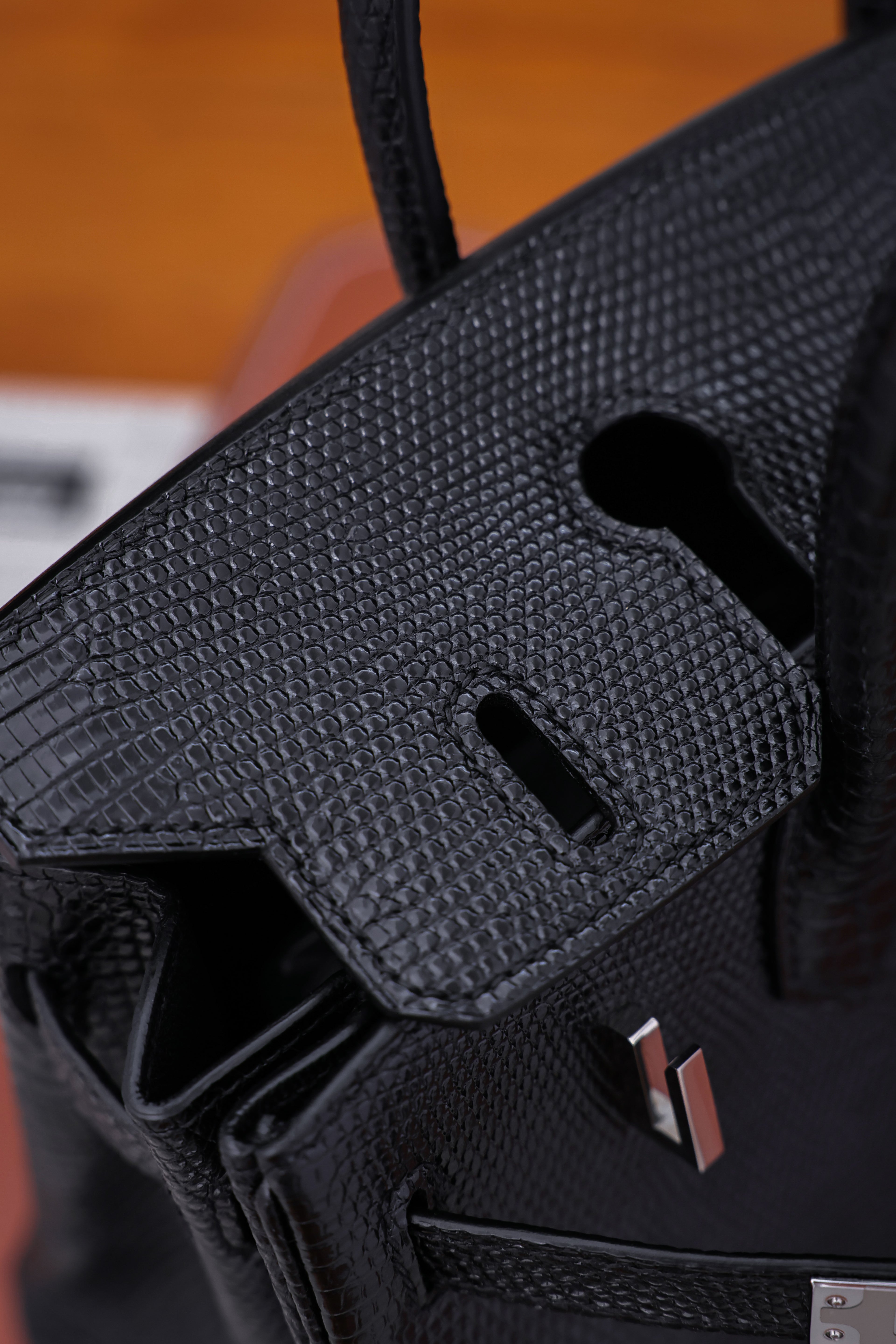 Birkin- All Handmade Golden / Sliver  Noir  lizard  leather