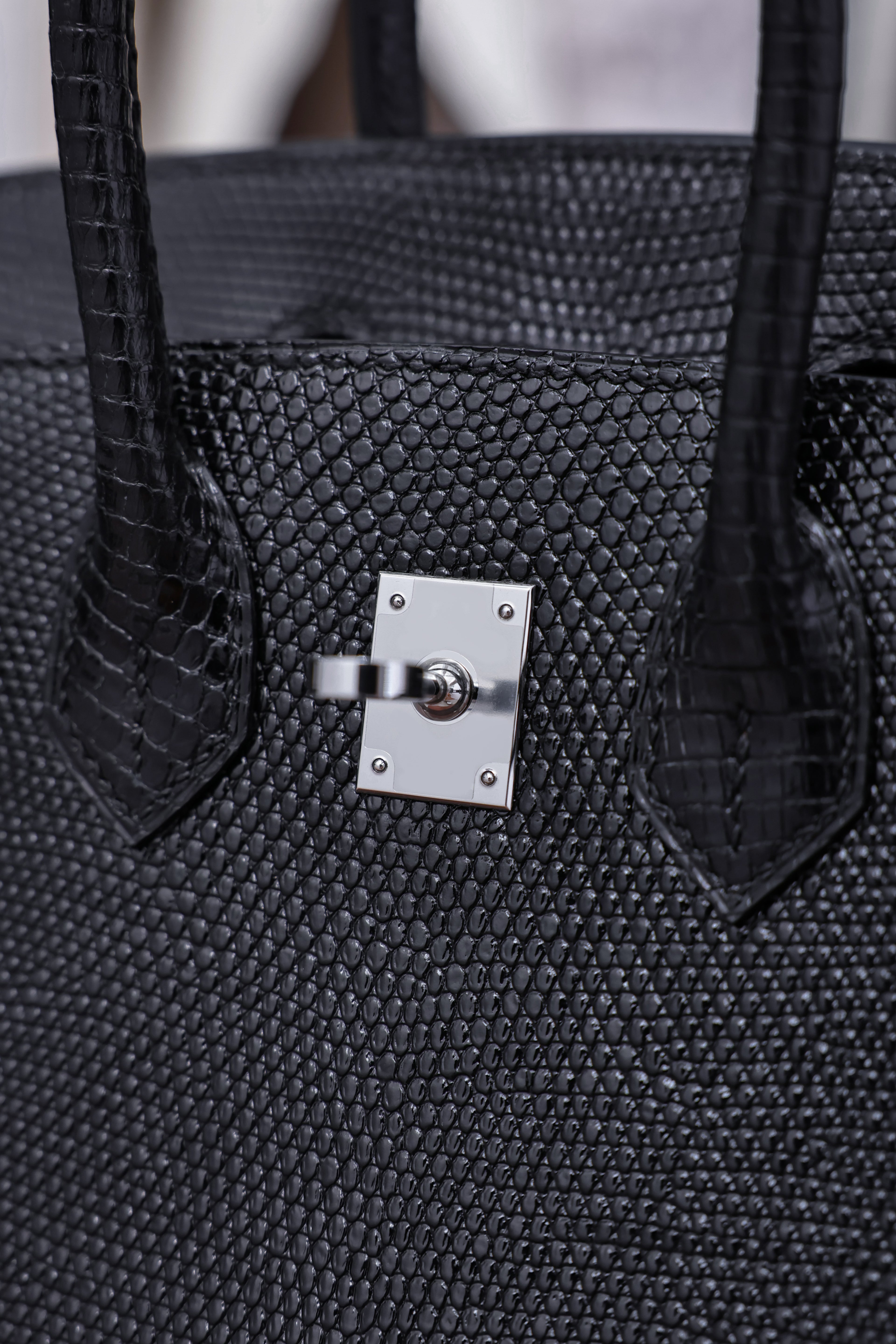 Birkin- All Handmade Golden / Sliver  Noir  lizard  leather