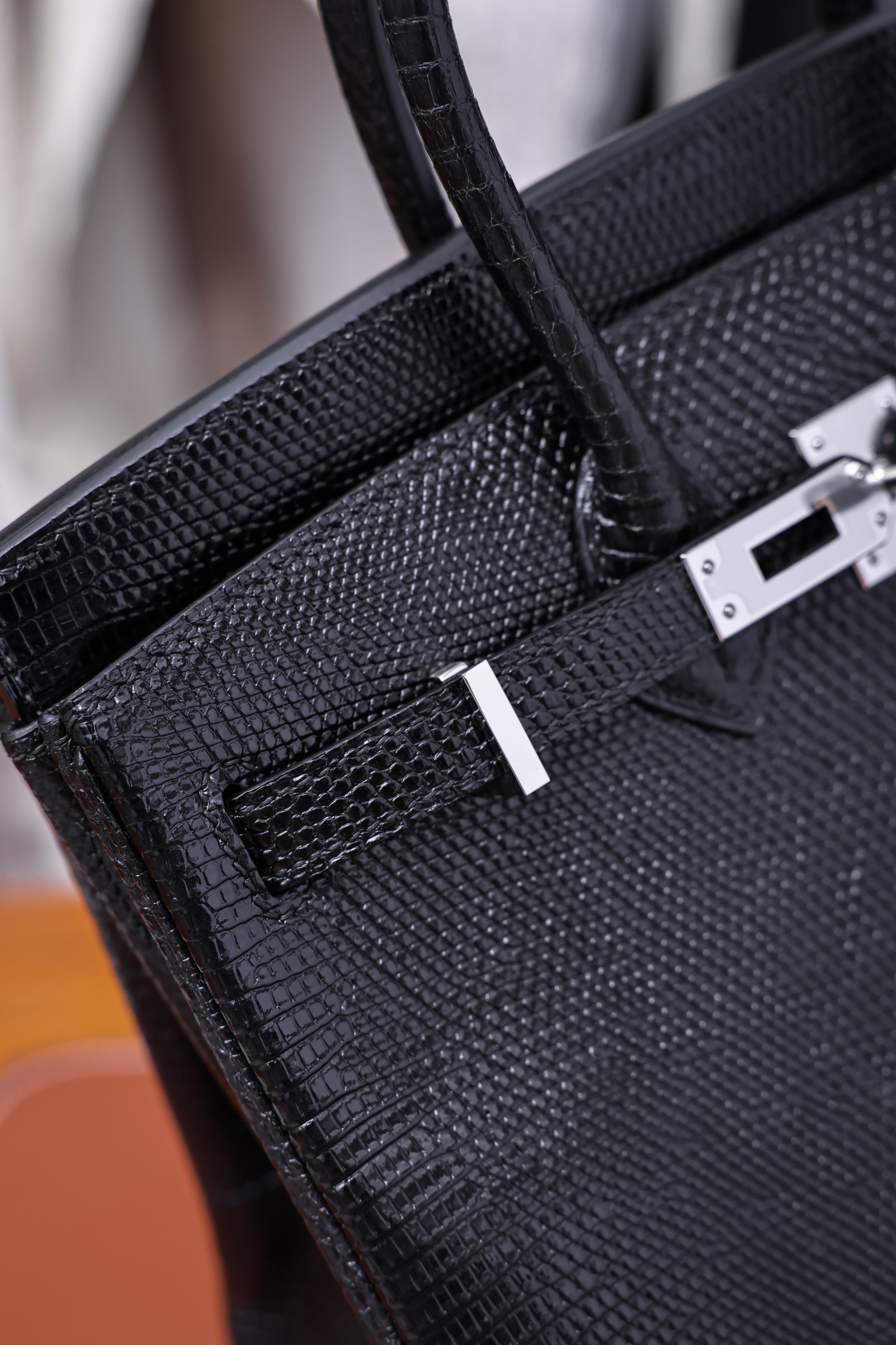 Birkin- All Handmade Golden / Sliver  Noir  lizard  leather