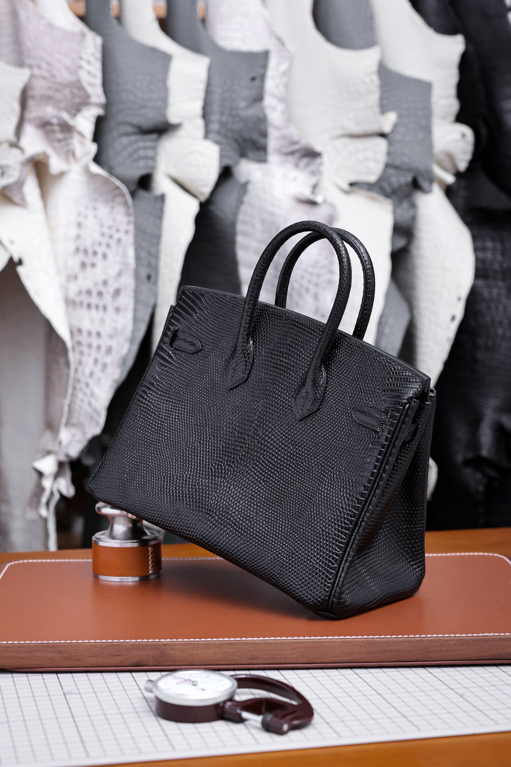 Birkin- All Handmade Golden / Sliver  Noir  lizard  leather