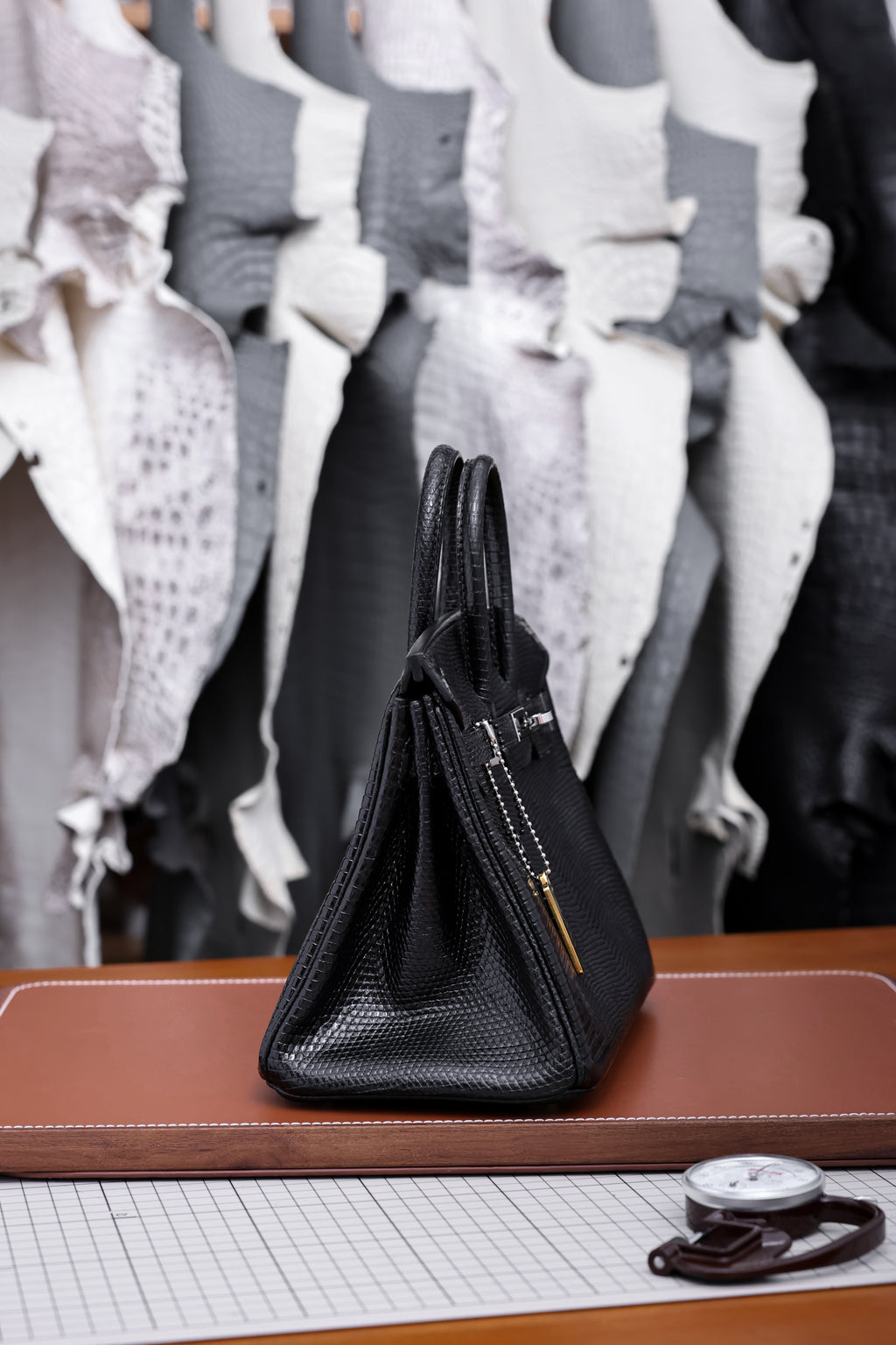 Birkin- All Handmade Golden / Sliver  Noir  lizard  leather