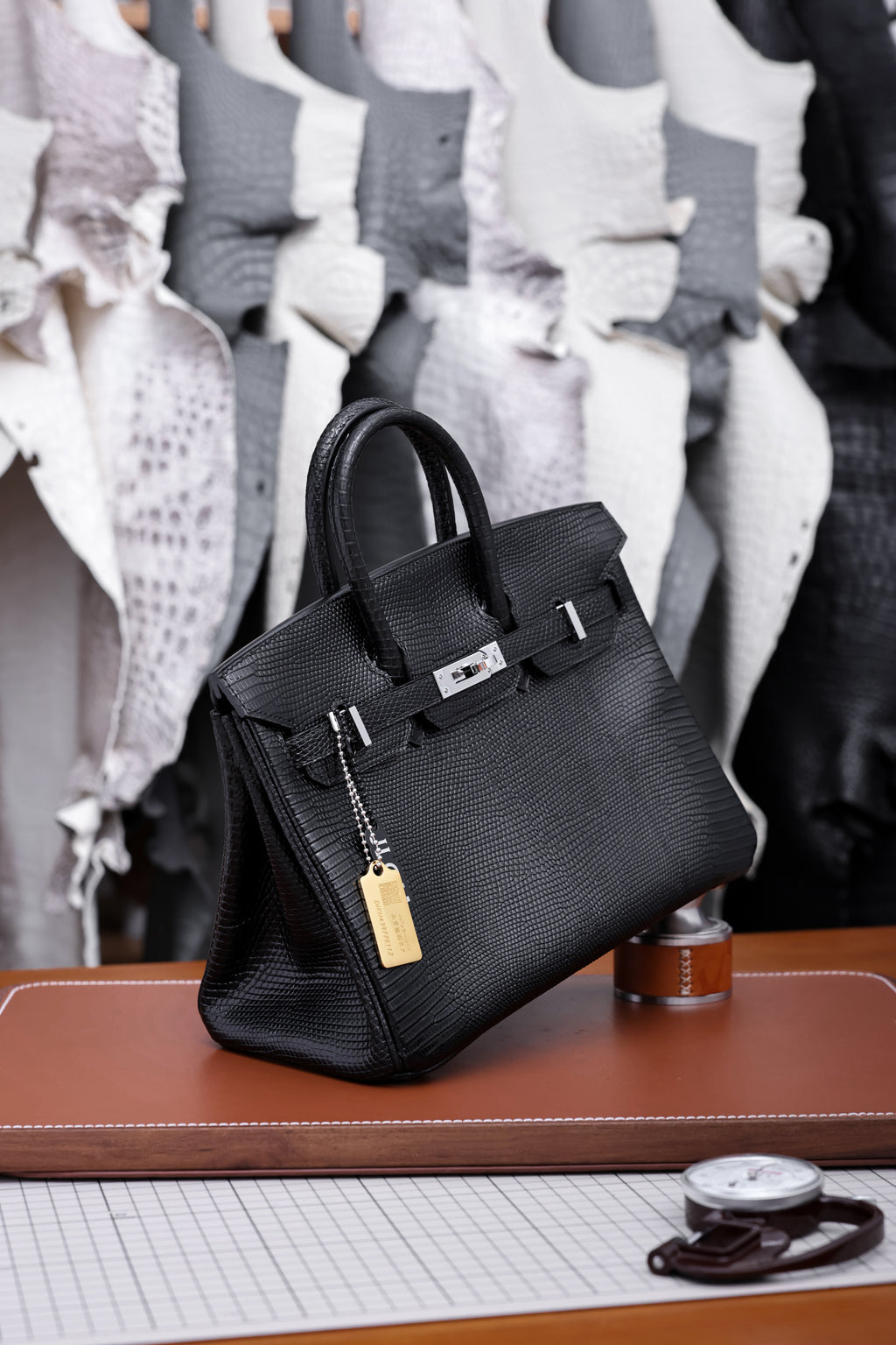 Birkin- All Handmade Golden / Sliver  Noir  lizard  leather