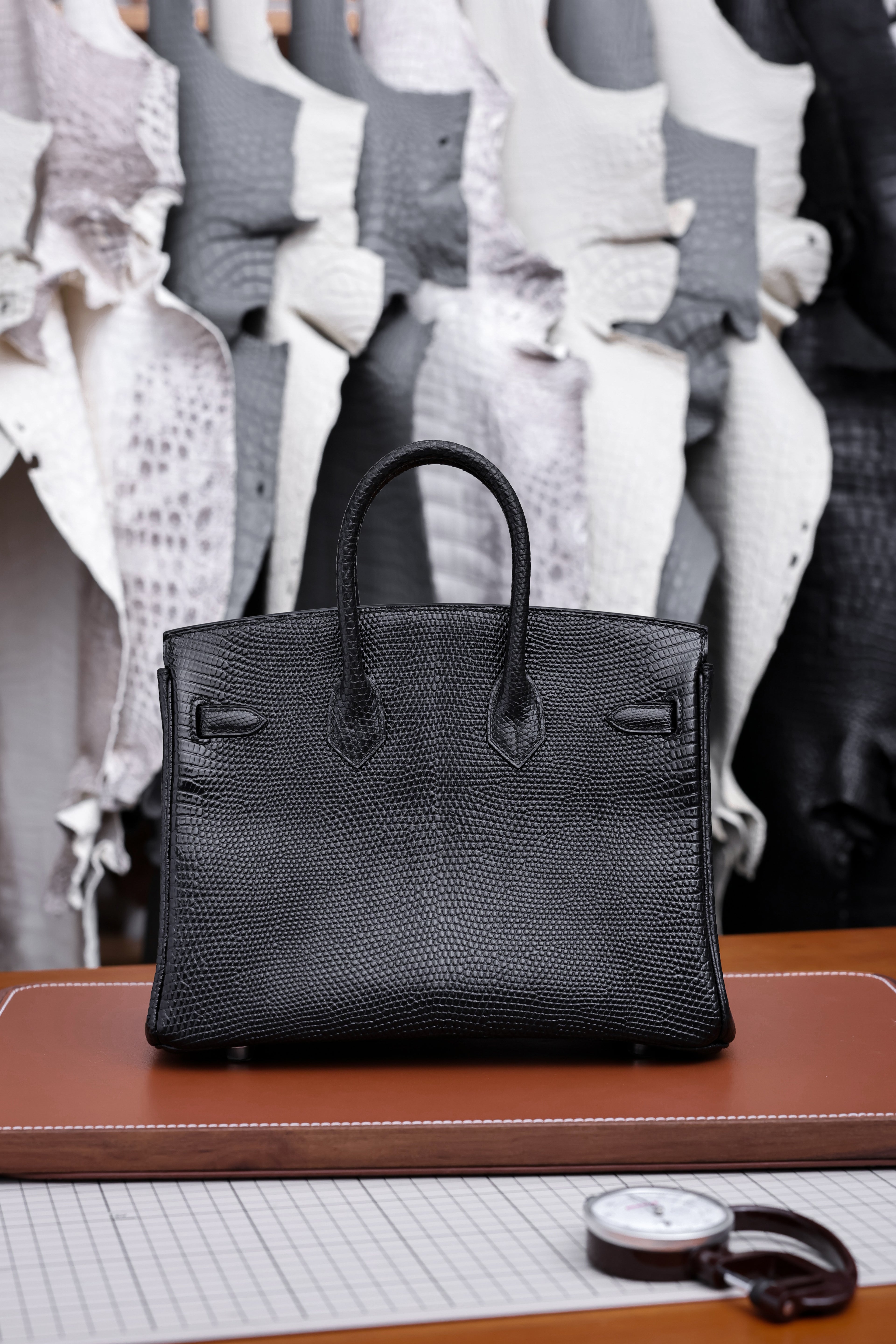 Birkin- All Handmade Golden / Sliver  Noir  lizard  leather