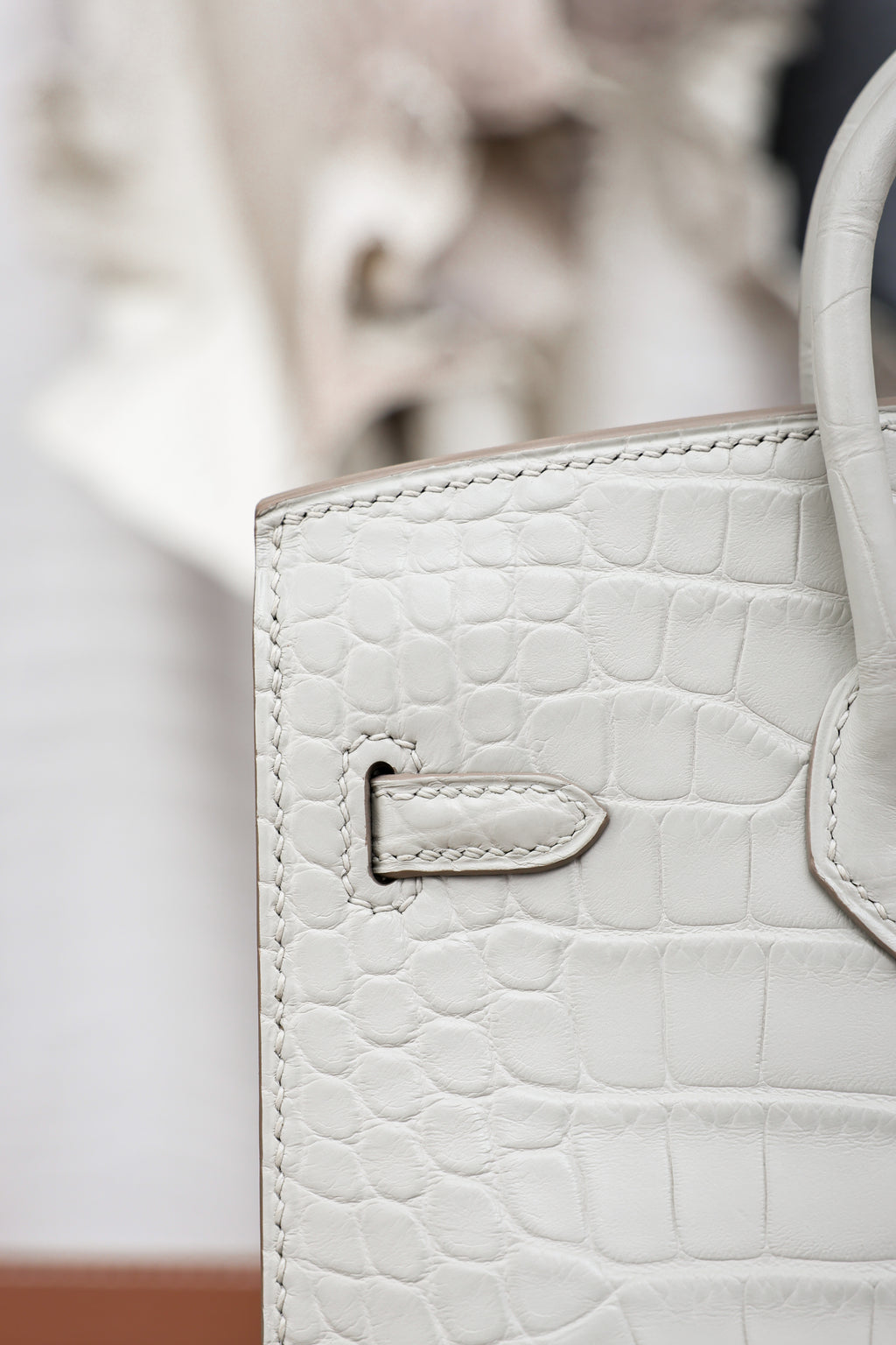 BK-2024 All Handmade Sliver Hardware White  Matte American crocodile leather