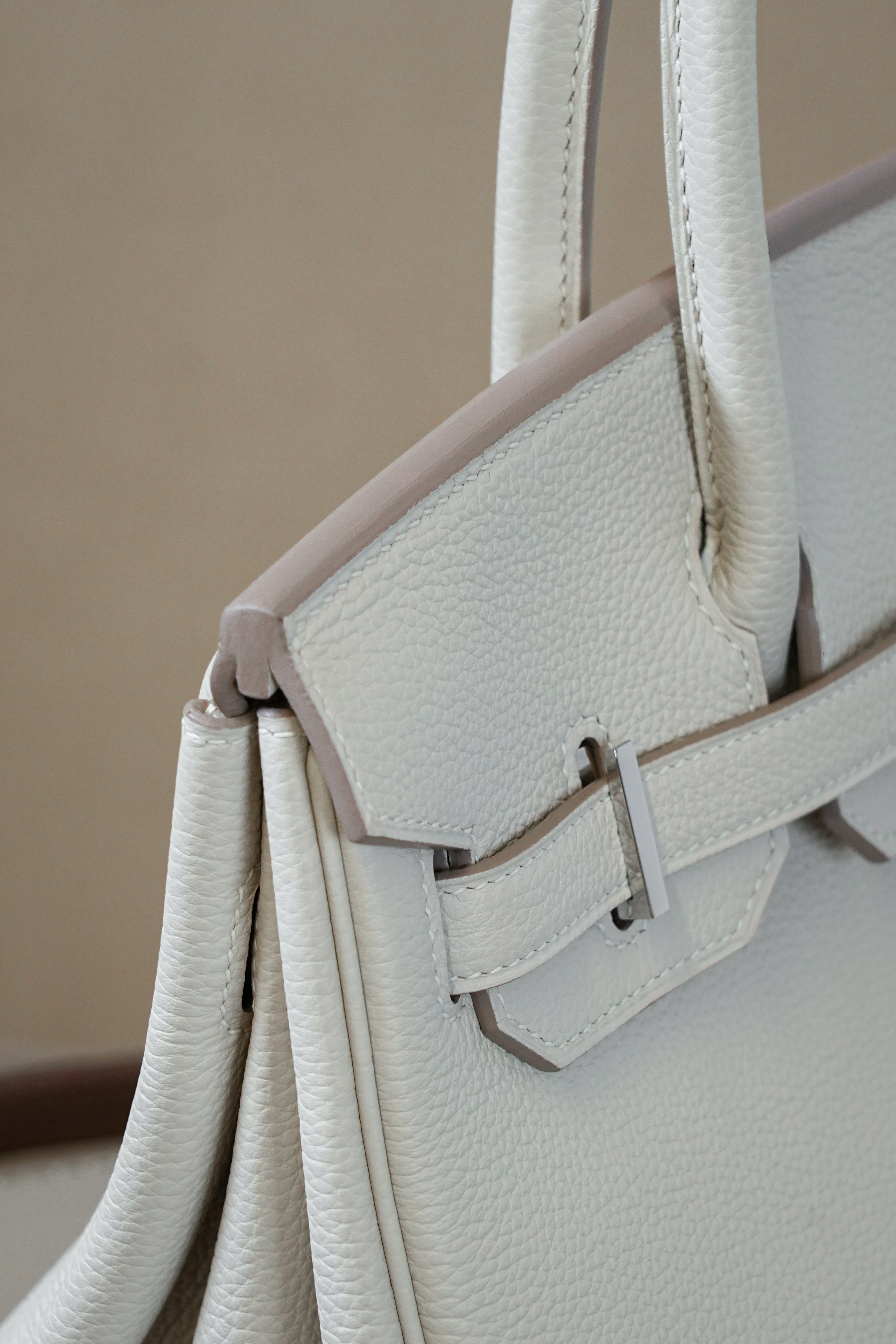 Birkin- All Handmade Golden / Sliver Craie swift leather