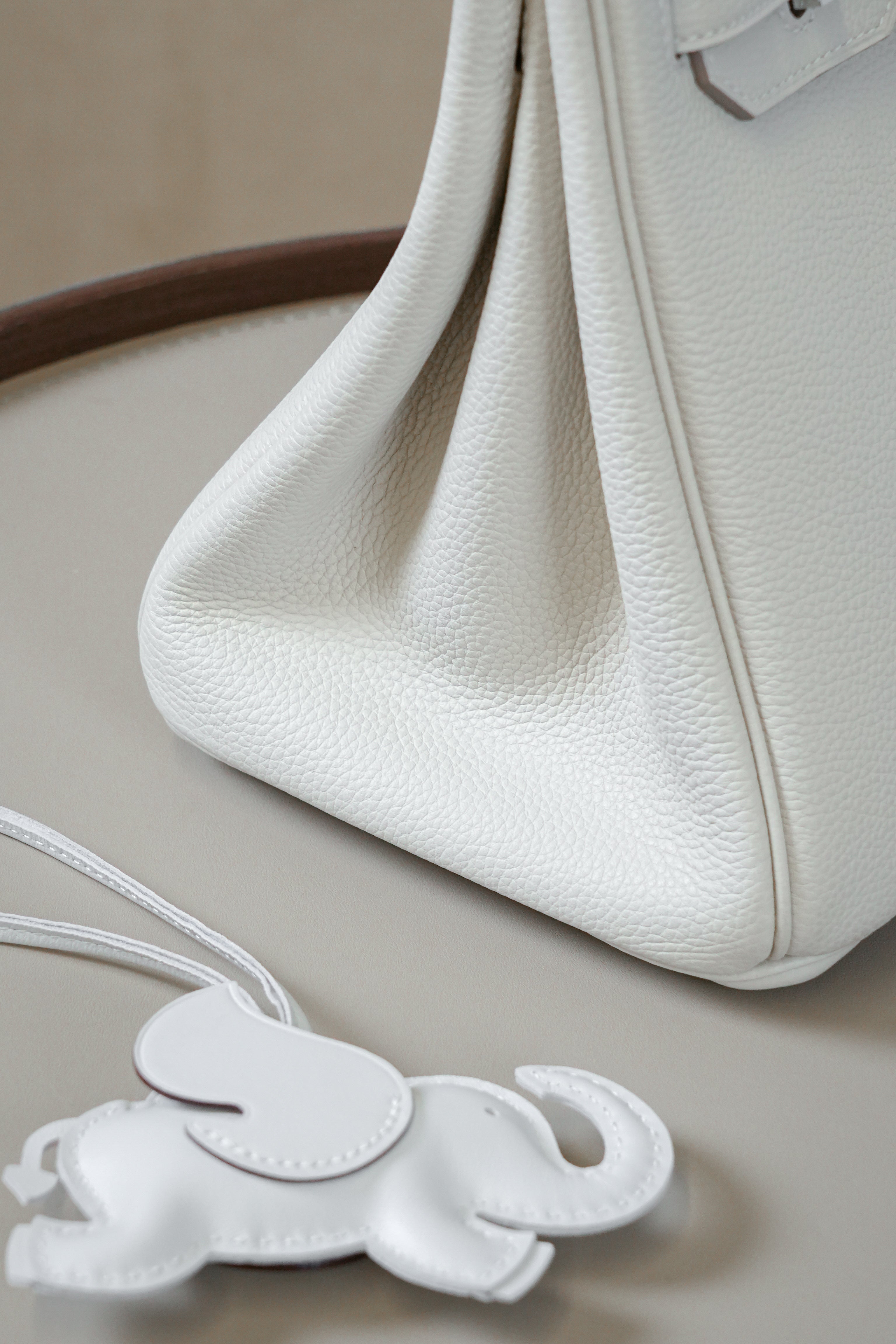 Birkin- All Handmade Golden / Sliver Craie swift leather