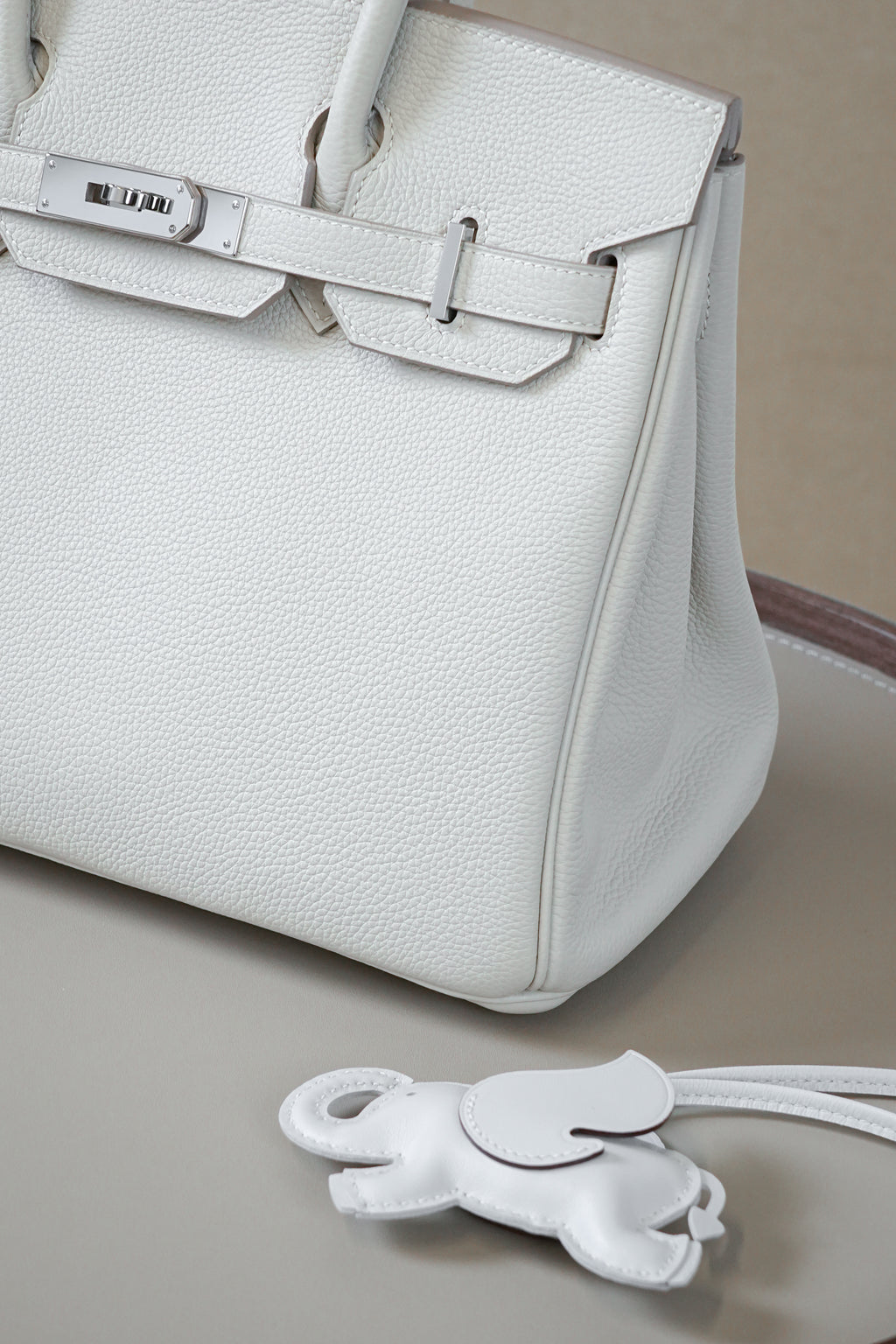 Birkin- All Handmade Golden / Sliver Craie swift leather