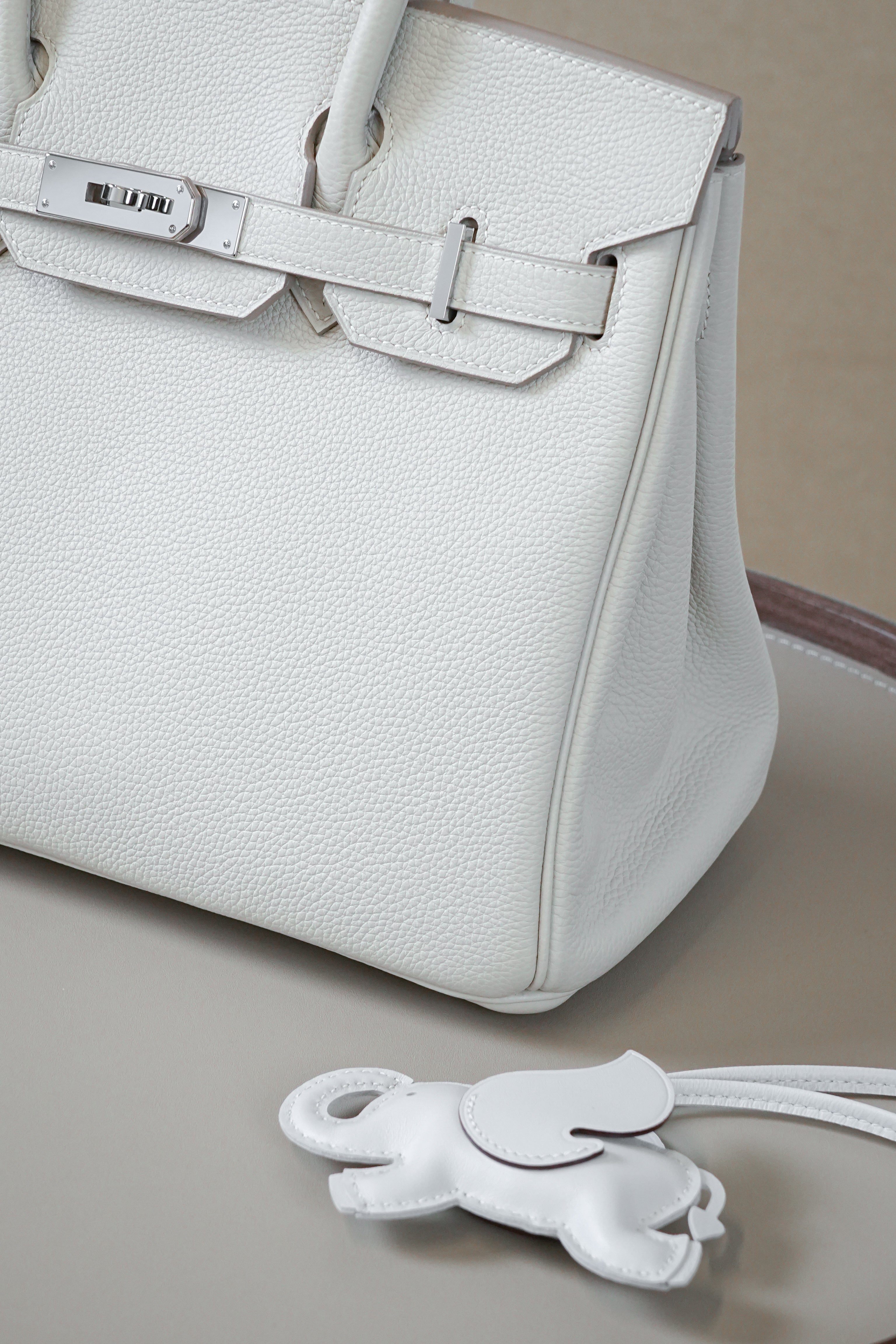 Birkin- All Handmade Golden / Sliver Craie swift leather