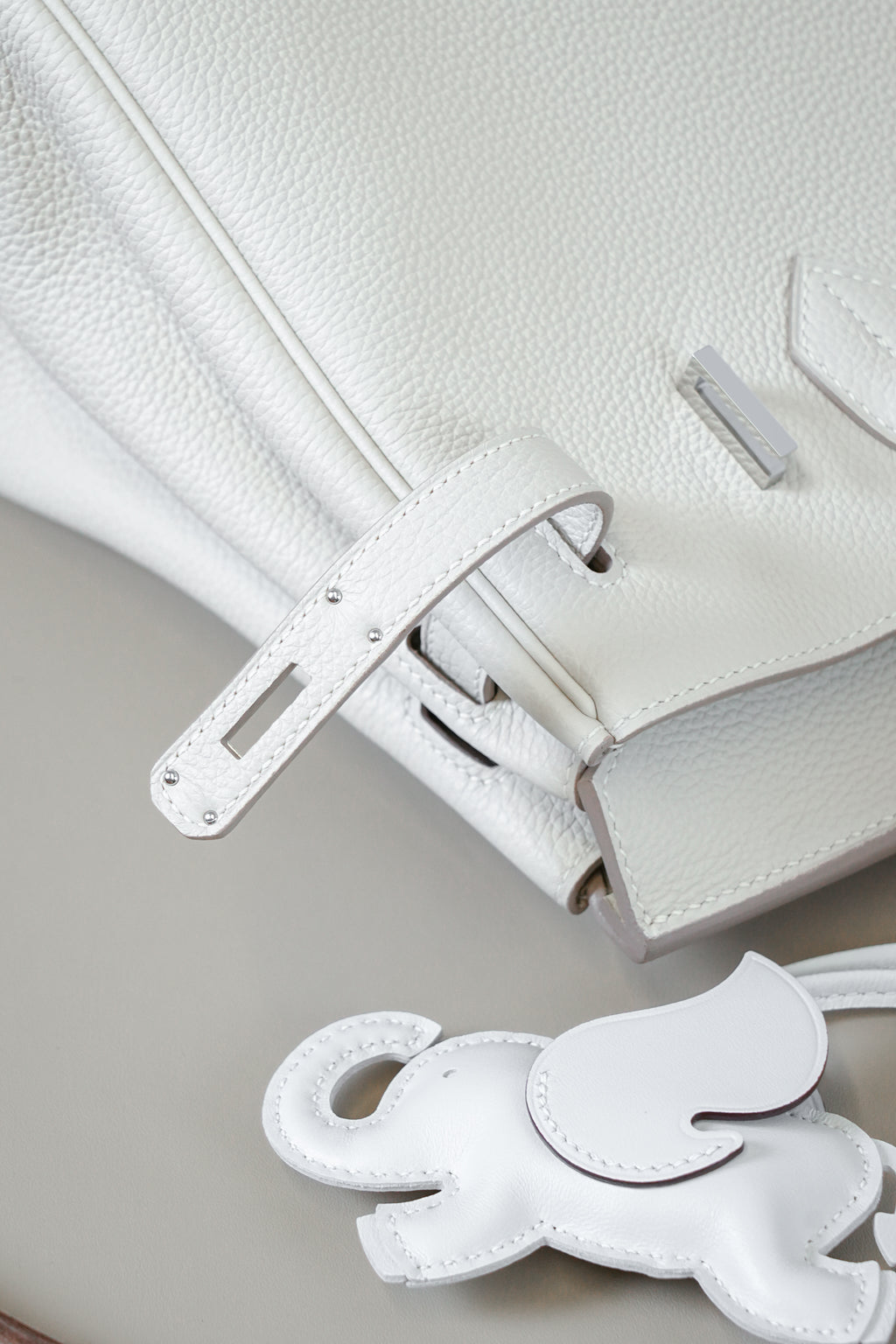 Birkin- All Handmade Golden / Sliver Craie swift leather