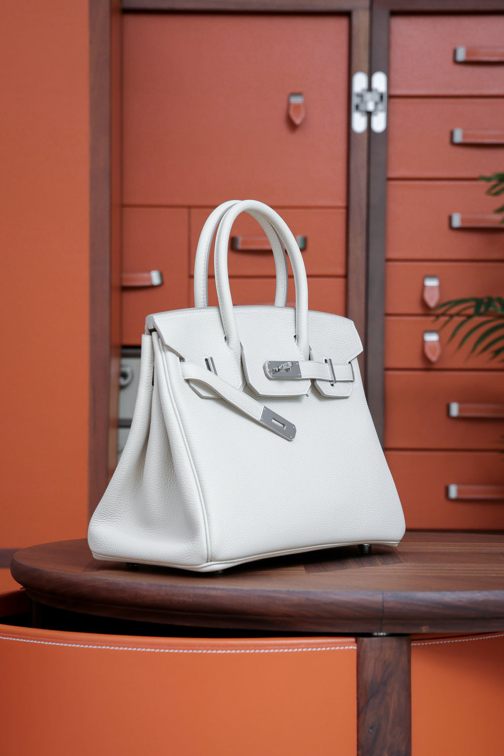 Birkin- All Handmade Golden / Sliver Craie swift leather