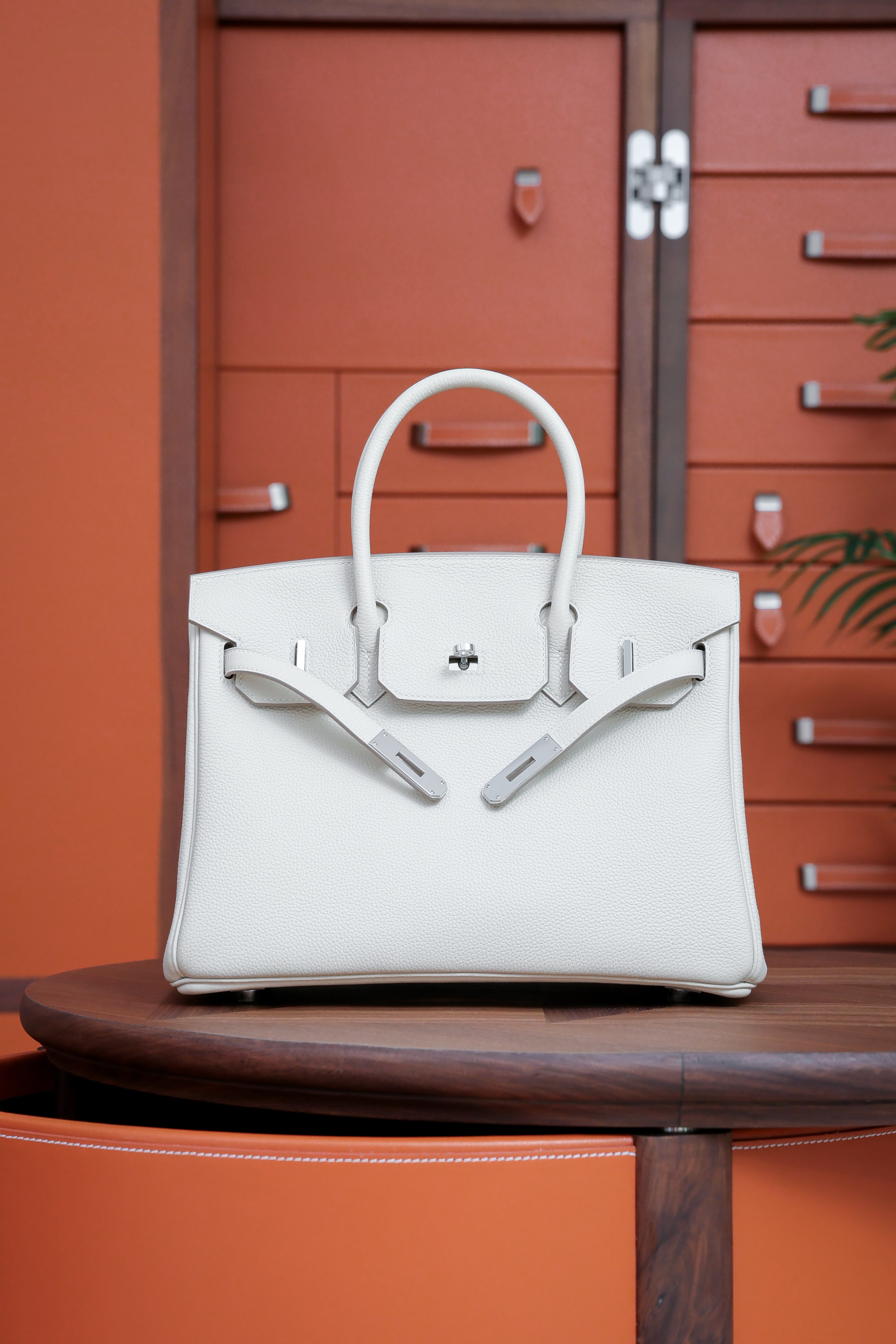 Birkin- All Handmade Golden / Sliver Craie swift leather