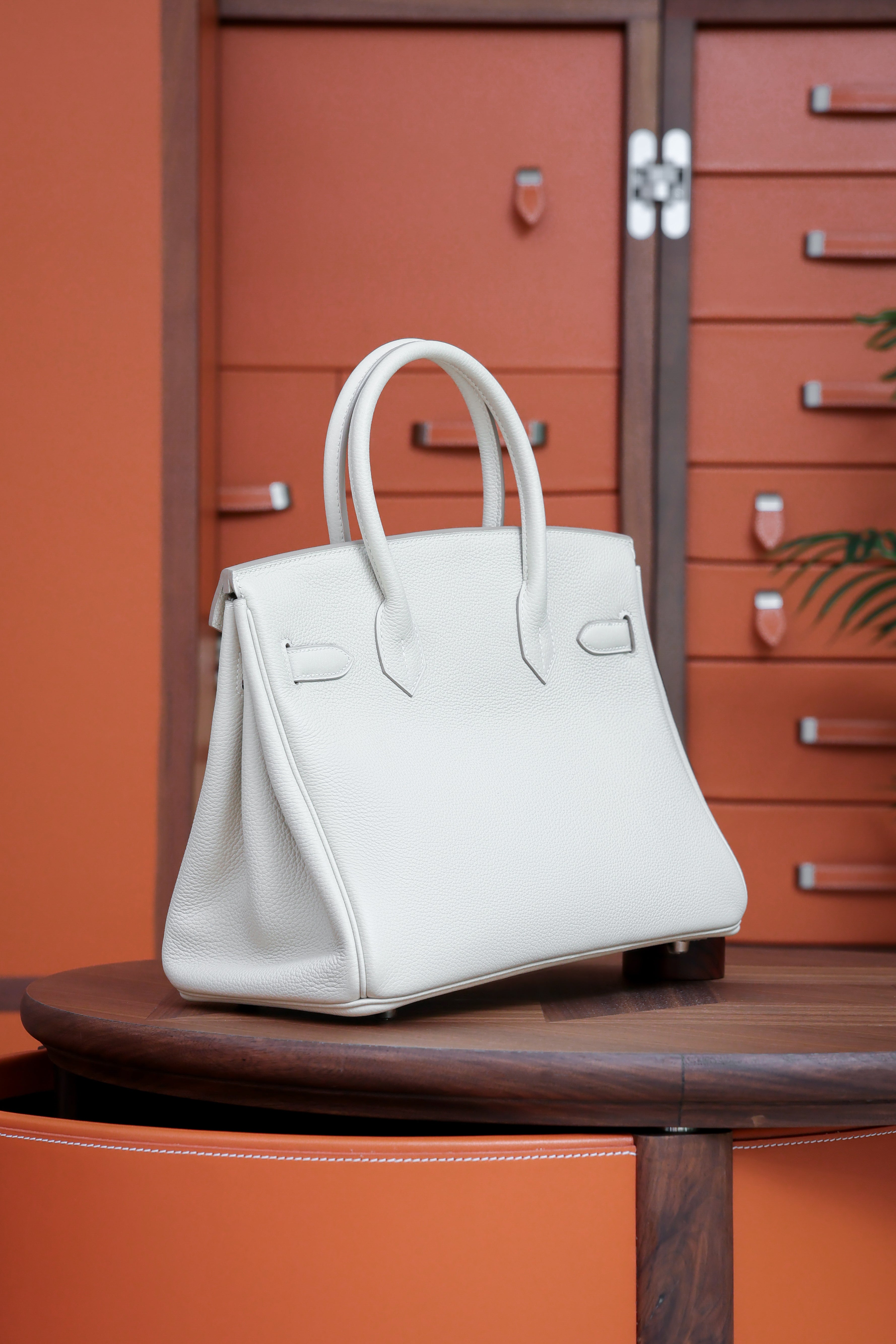 Birkin- All Handmade Golden / Sliver Craie swift leather