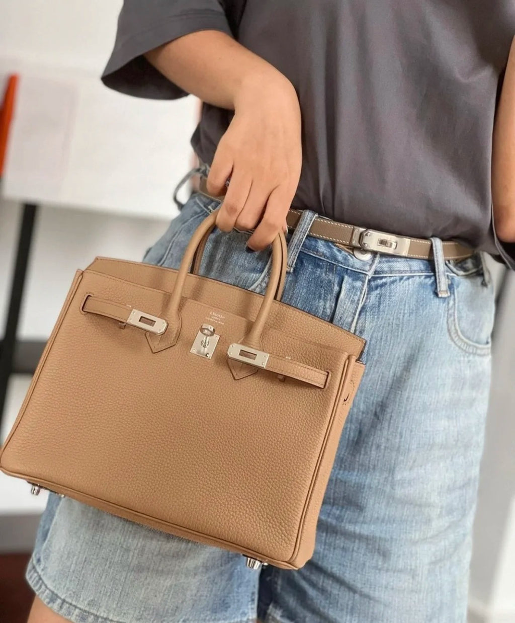 Birkin- All Handmade Golden / Sliver Chai  Crocodile/togo leather