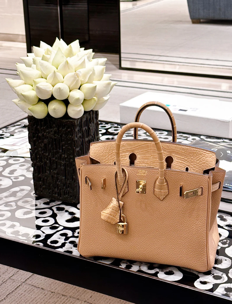 Birkin- All Handmade Golden / Sliver Chai  Crocodile/togo leather