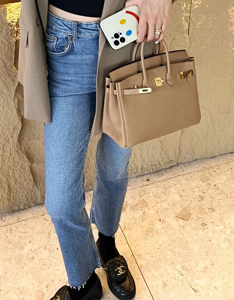 Birkin- All Handmade Golden / Sliver Chai  Crocodile/togo leather