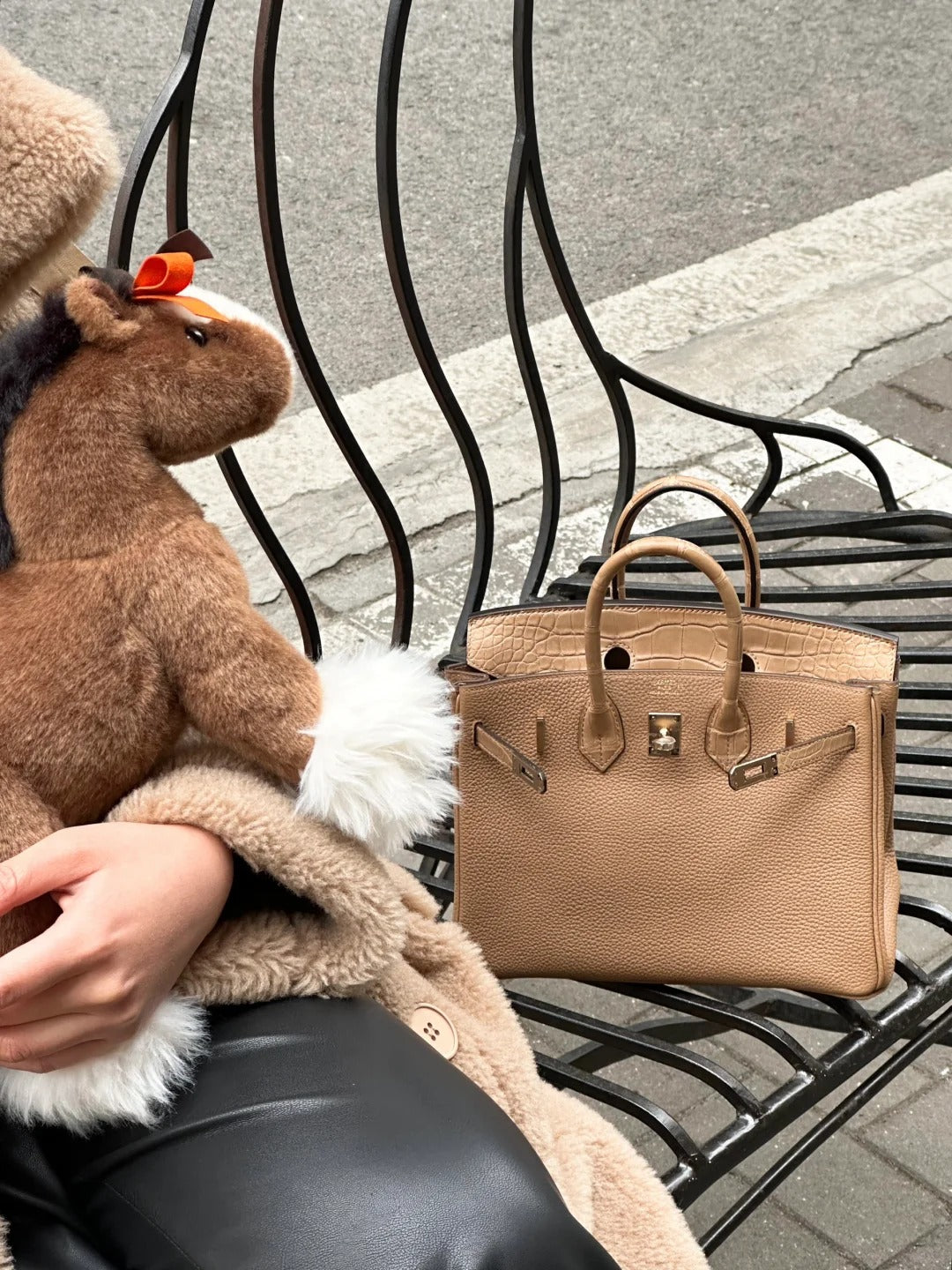 Birkin- All Handmade Golden / Sliver Chai  Crocodile/togo leather