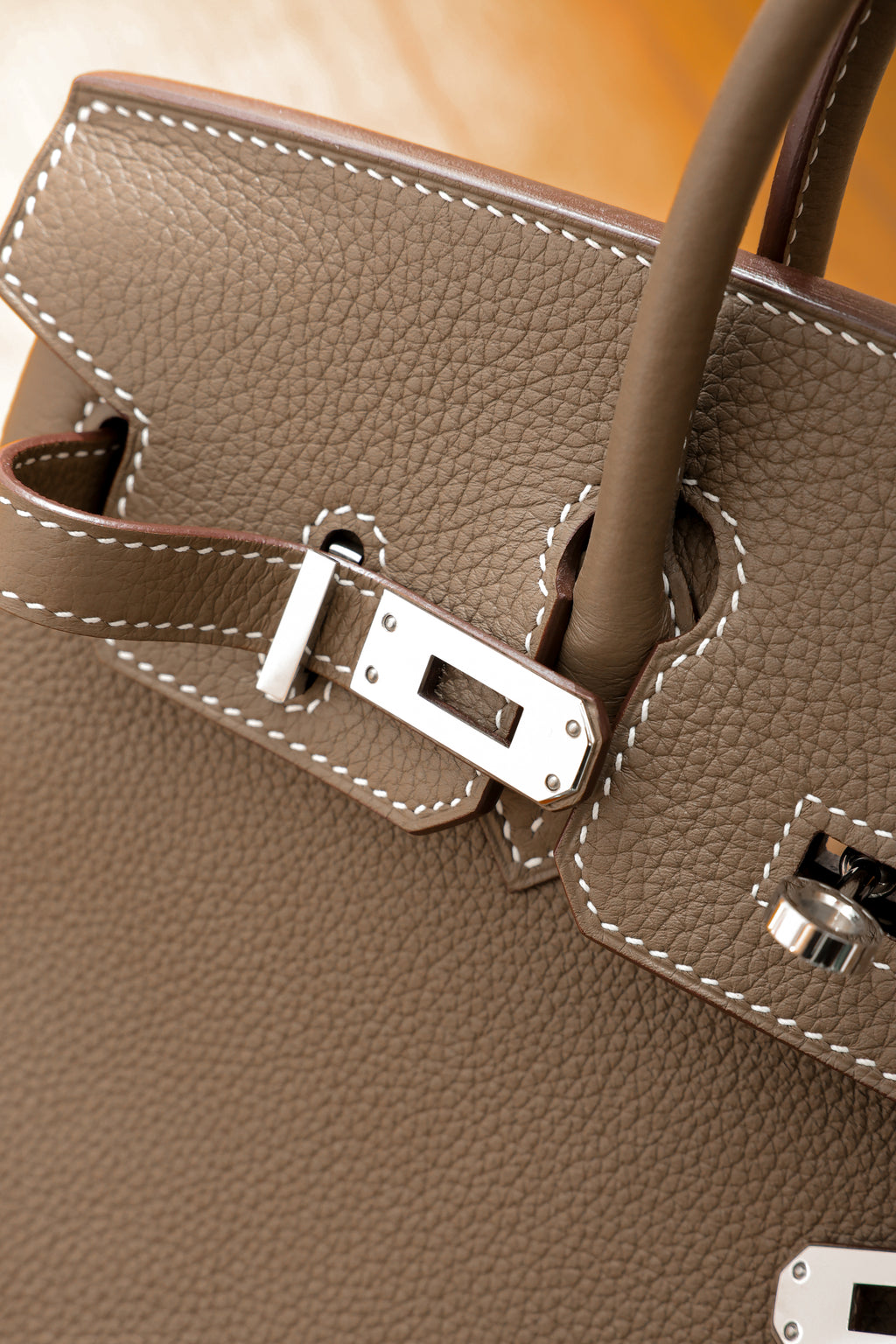 Birkin- All Handmade Golden / Sliver Etoupe swift leather