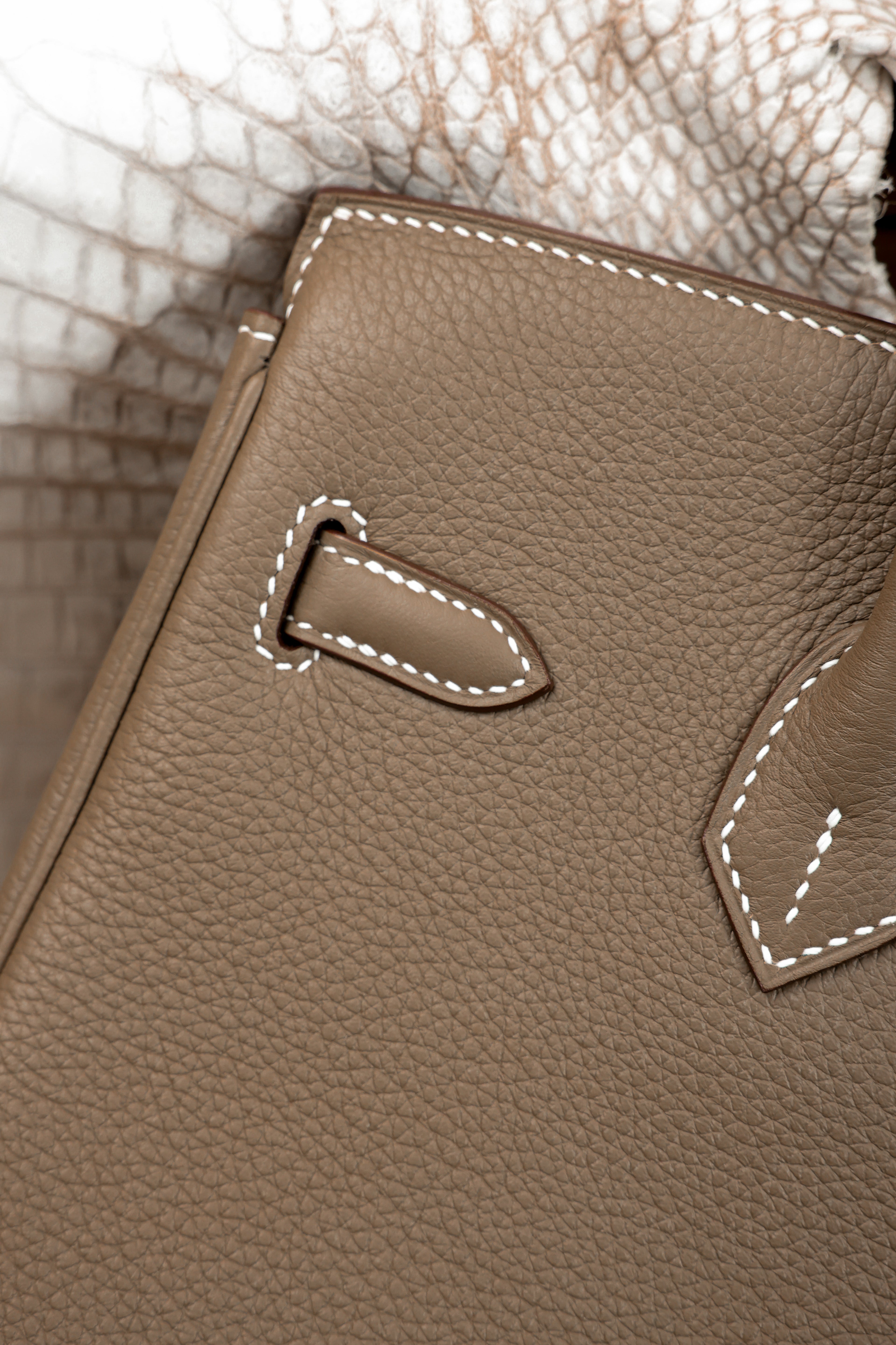 Birkin- All Handmade Golden / Sliver Etoupe swift leather