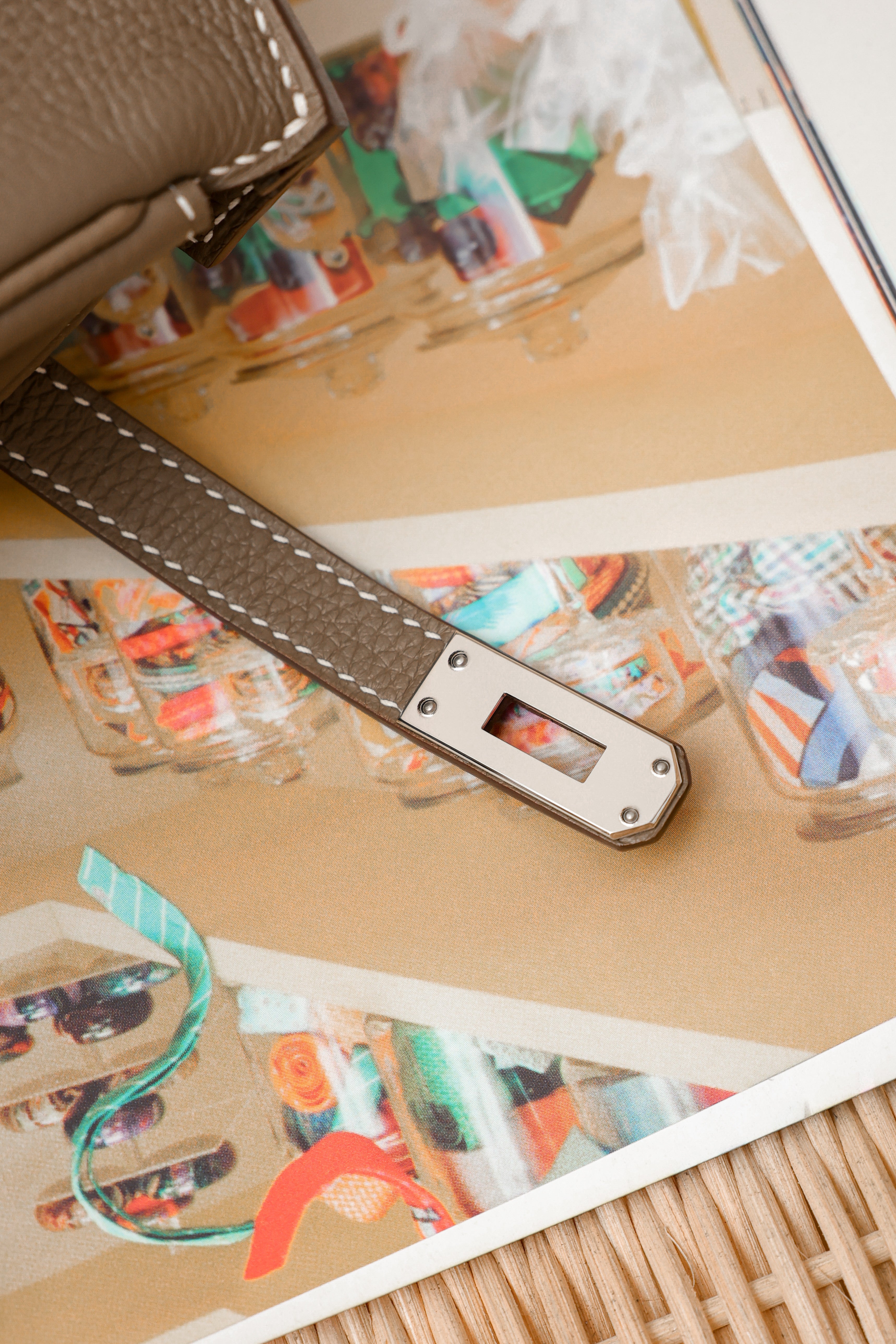 Birkin- All Handmade Golden / Sliver Etoupe swift leather