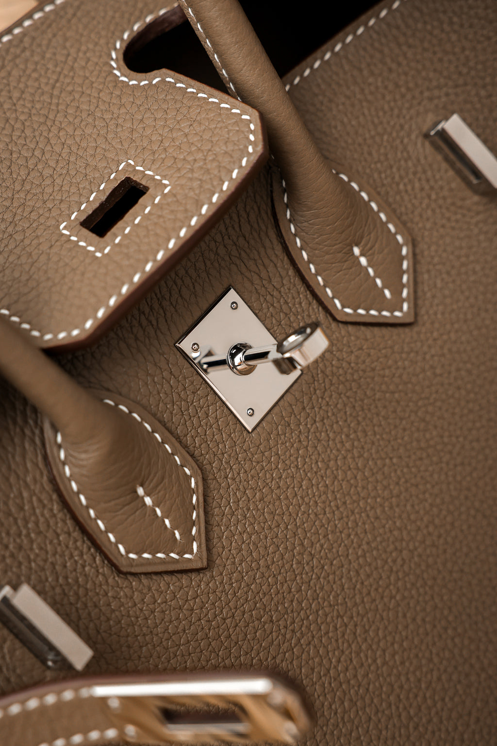 Birkin- All Handmade Golden / Sliver Etoupe swift leather