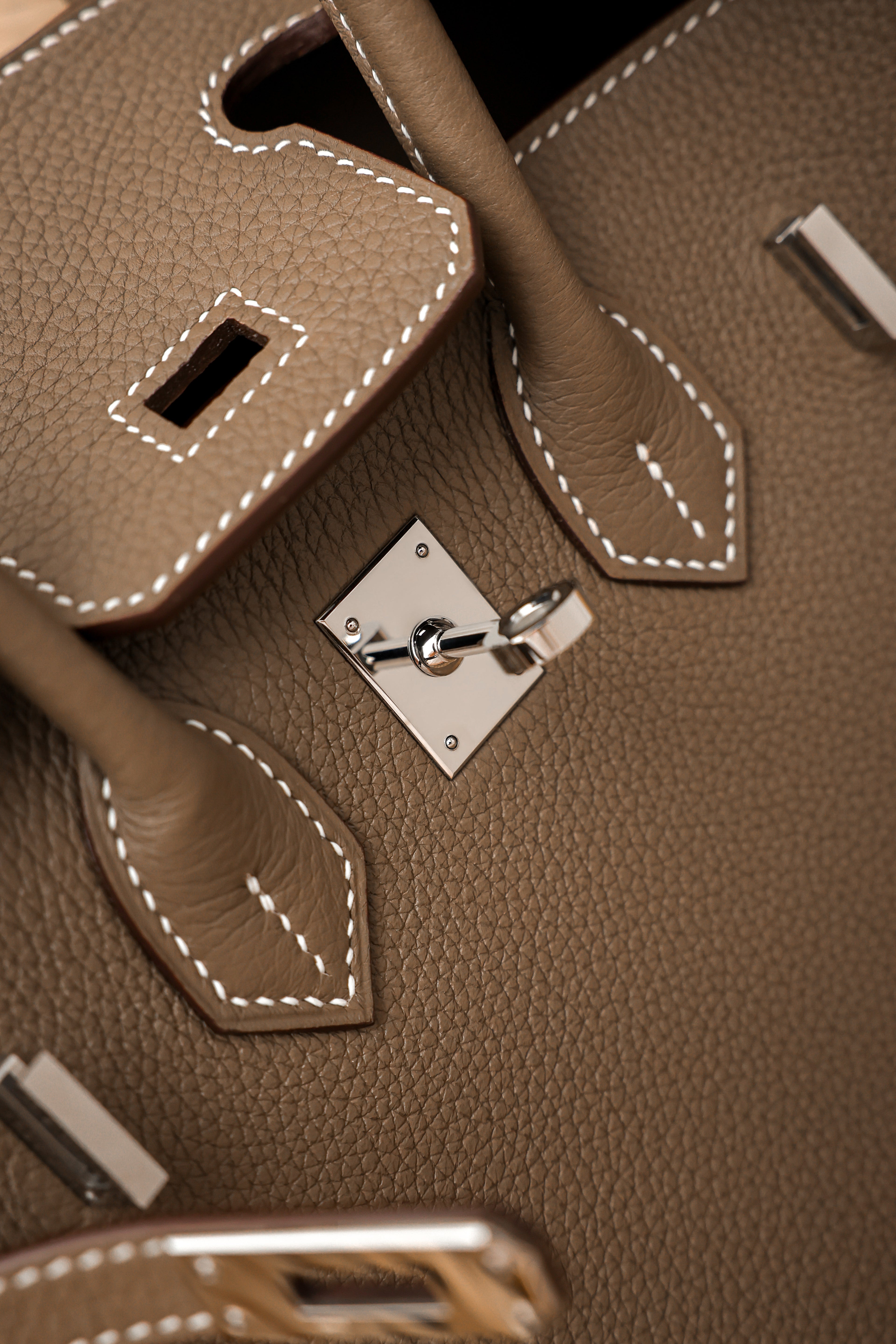 Birkin- All Handmade Golden / Sliver Etoupe swift leather