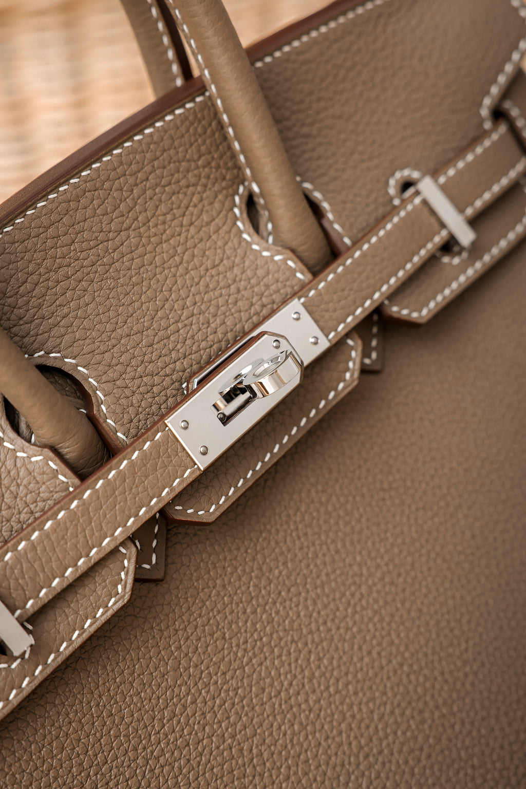 Birkin- All Handmade Golden / Sliver Etoupe swift leather