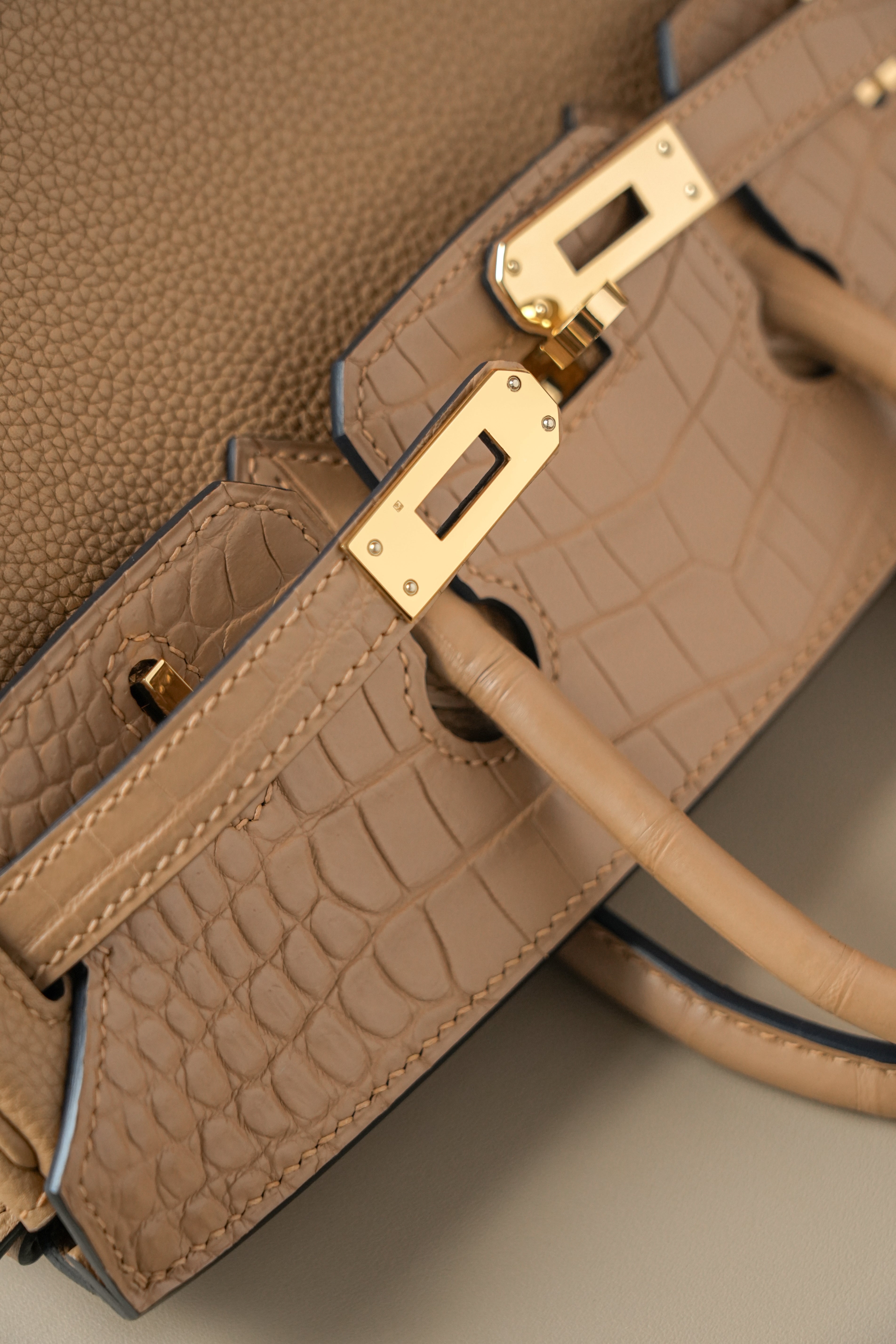 Birkin- All Handmade Golden / Sliver Chai  Crocodile/togo leather