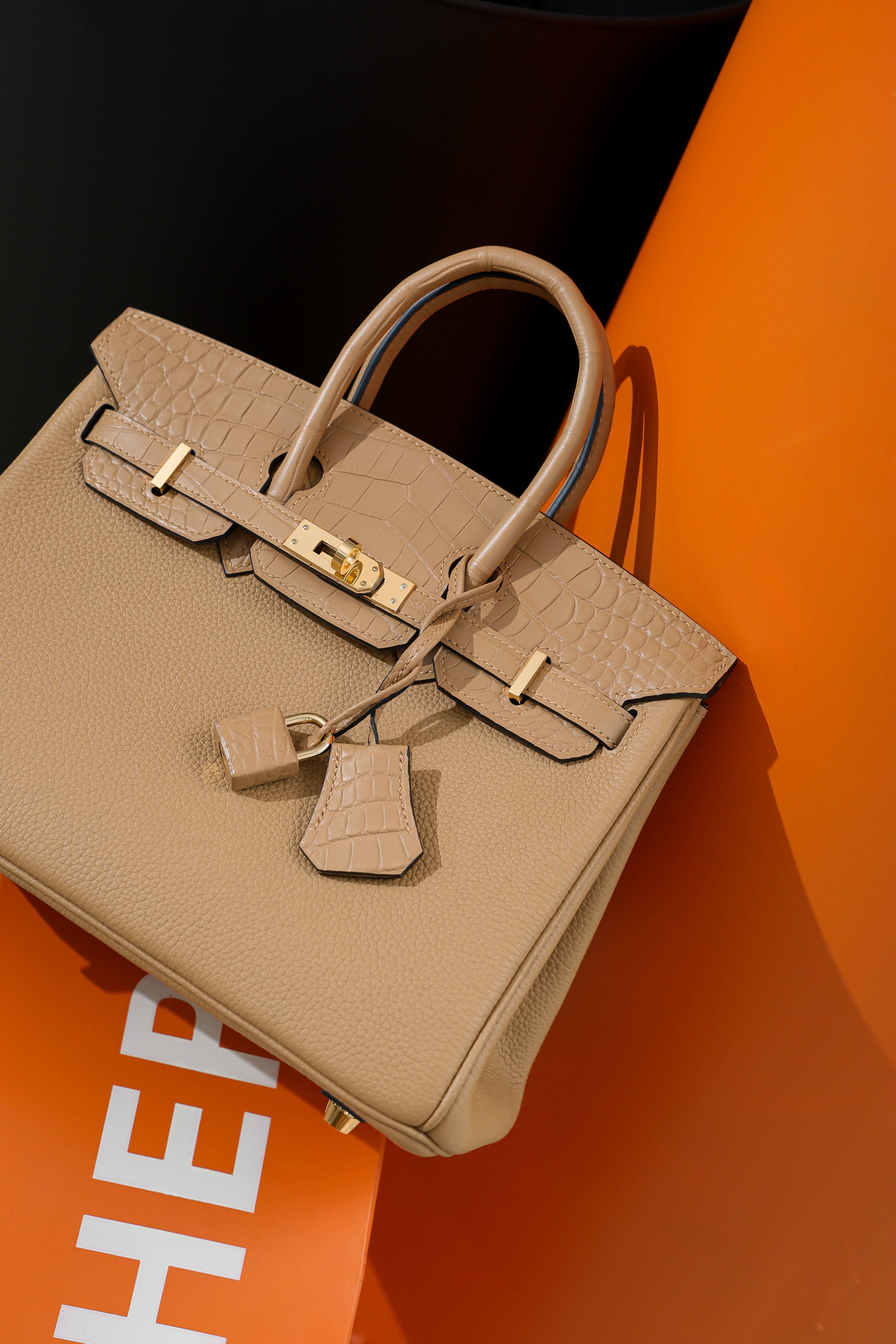 Birkin- All Handmade Golden / Sliver Chai  Crocodile/togo leather