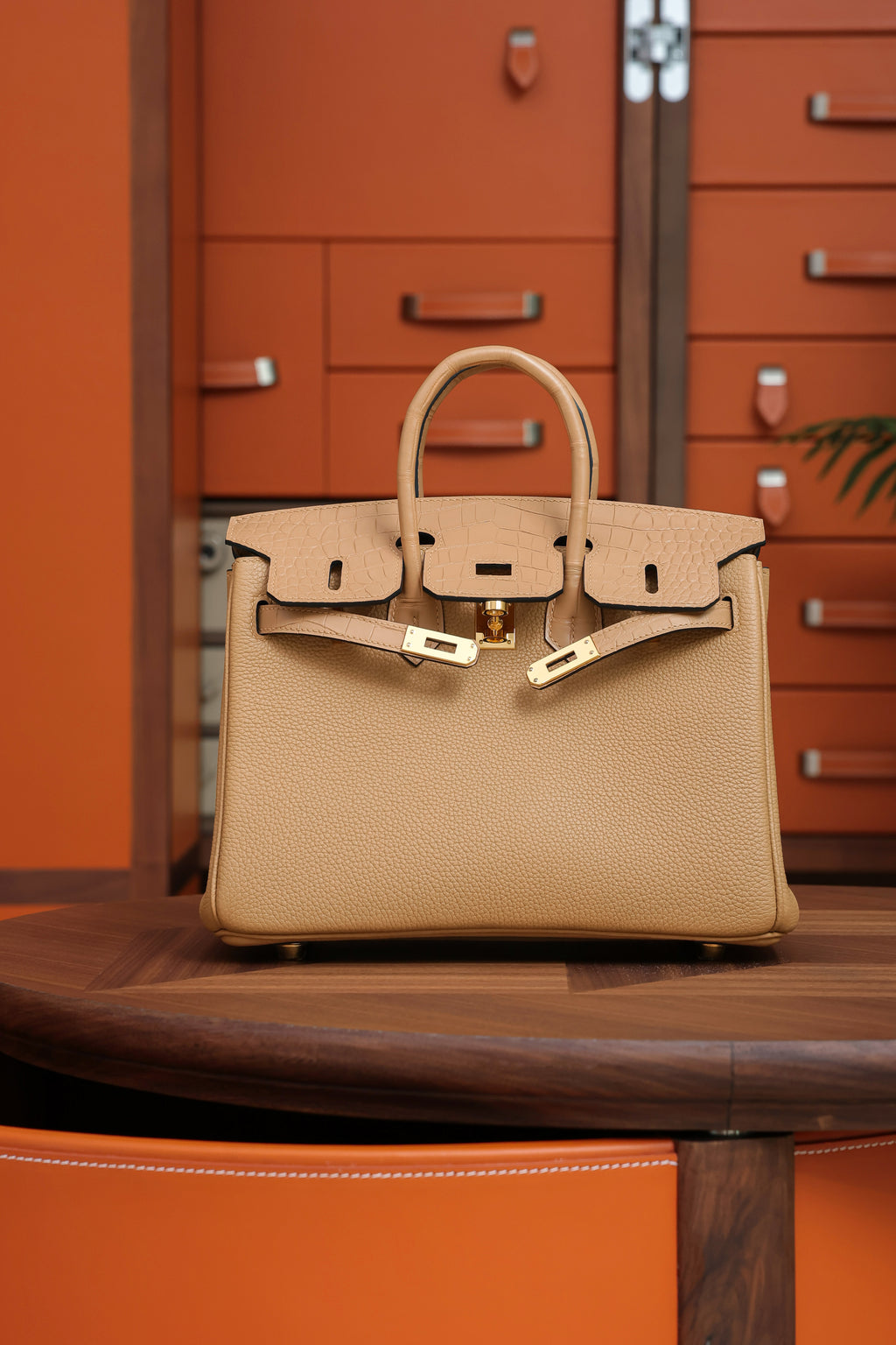 Birkin- All Handmade Golden / Sliver Chai  Crocodile/togo leather