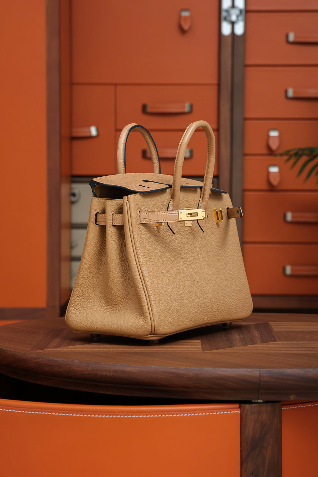 Birkin- All Handmade Golden / Sliver Chai  Crocodile/togo leather