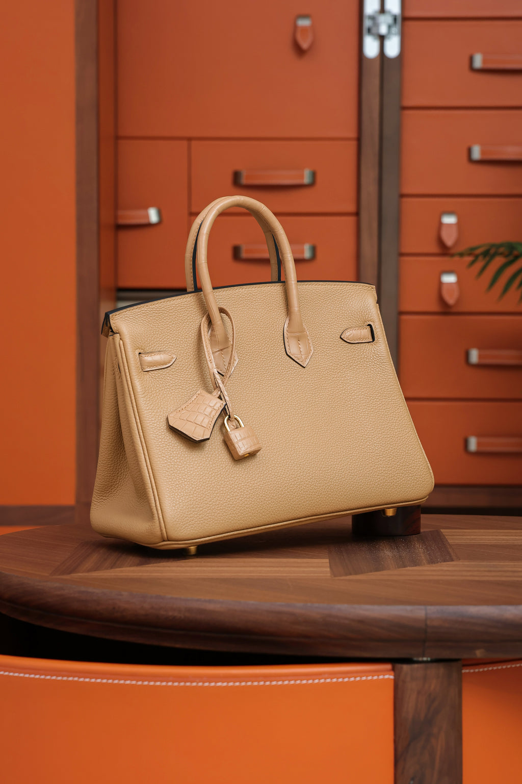 Birkin- All Handmade Golden / Sliver Chai  Crocodile/togo leather