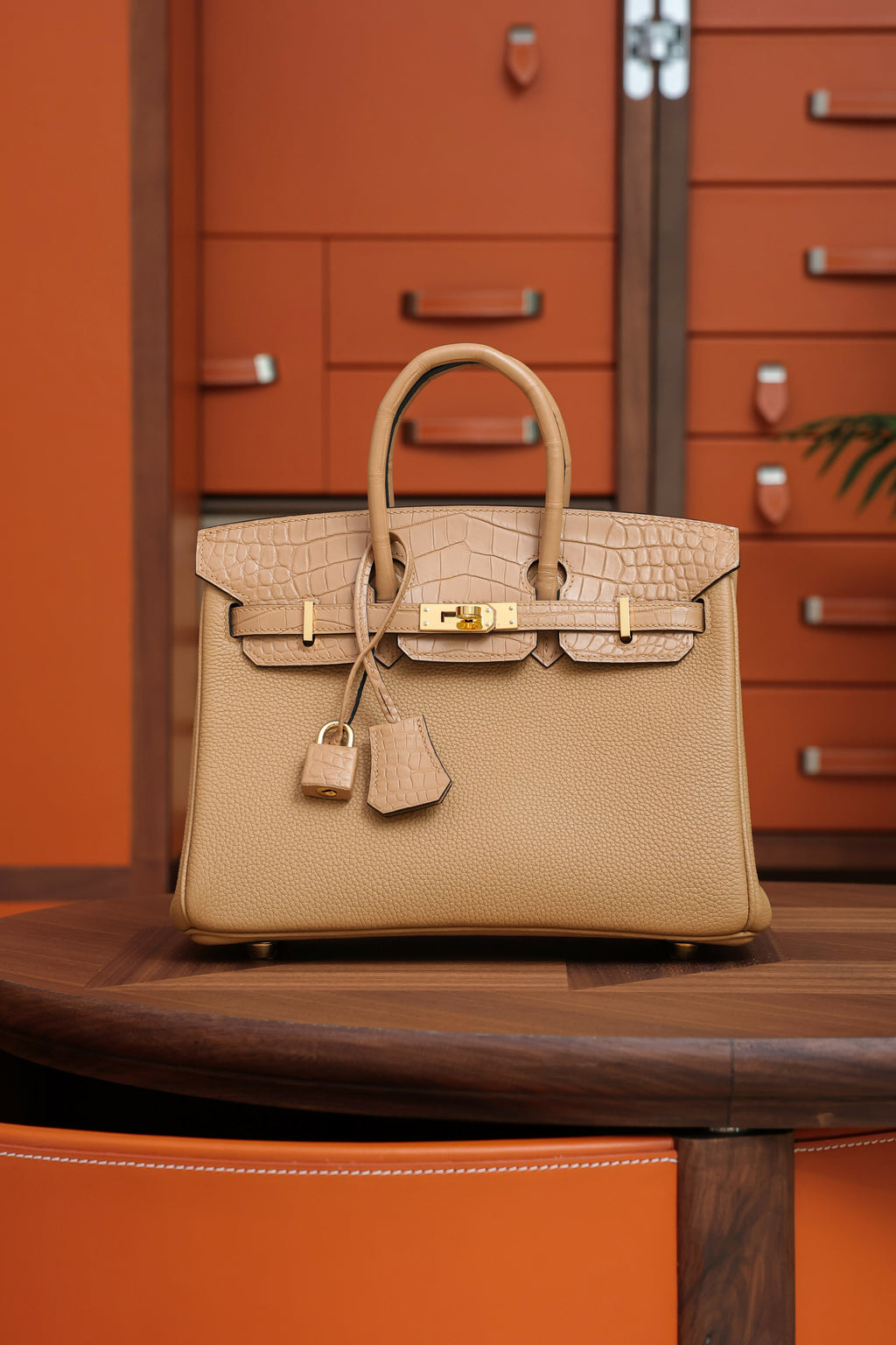 Birkin- All Handmade Golden / Sliver Chai  Crocodile/togo leather