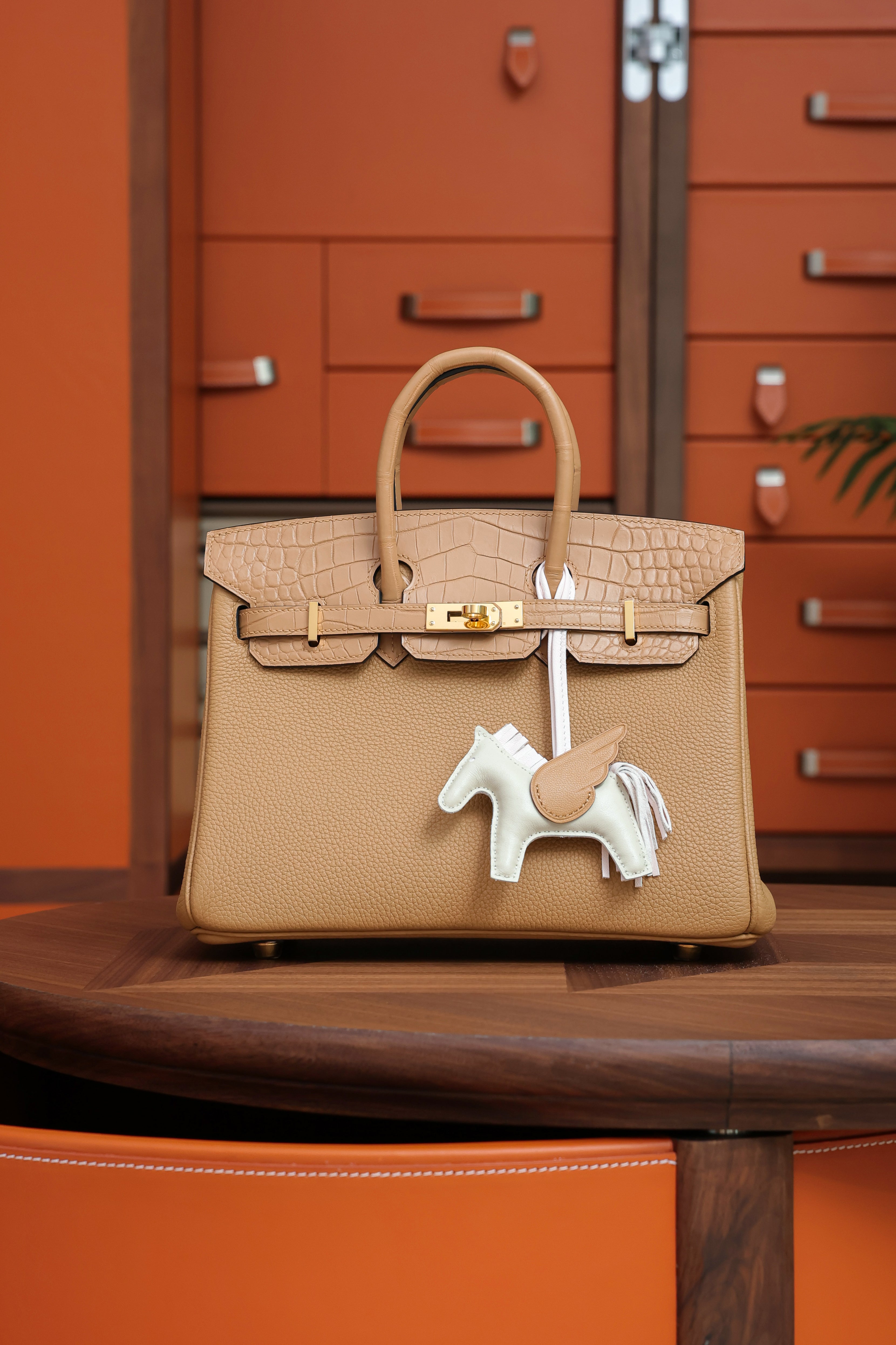 Birkin- All Handmade Golden / Sliver Chai  Crocodile/togo leather