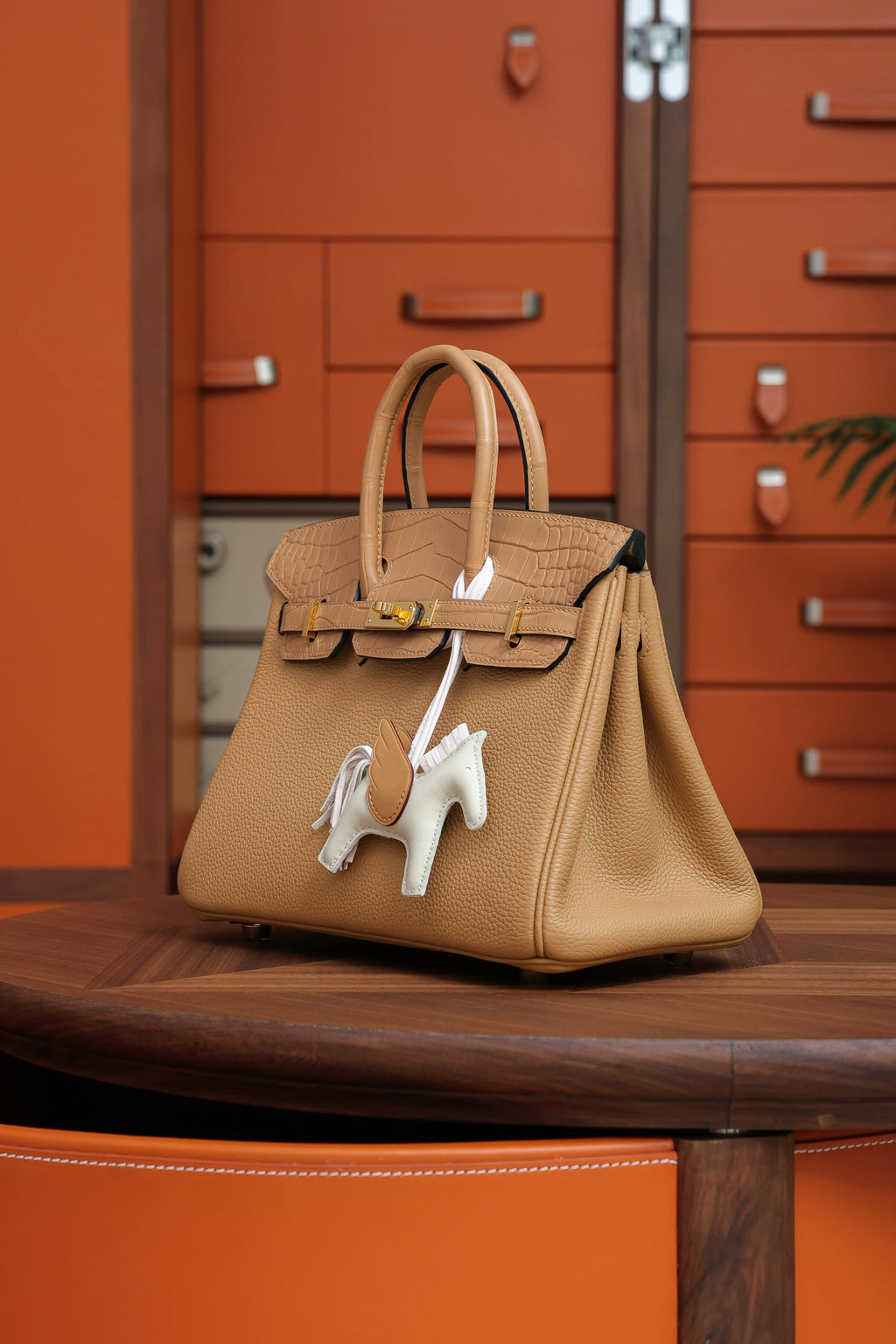 Birkin- All Handmade Golden / Sliver Chai  Crocodile/togo leather