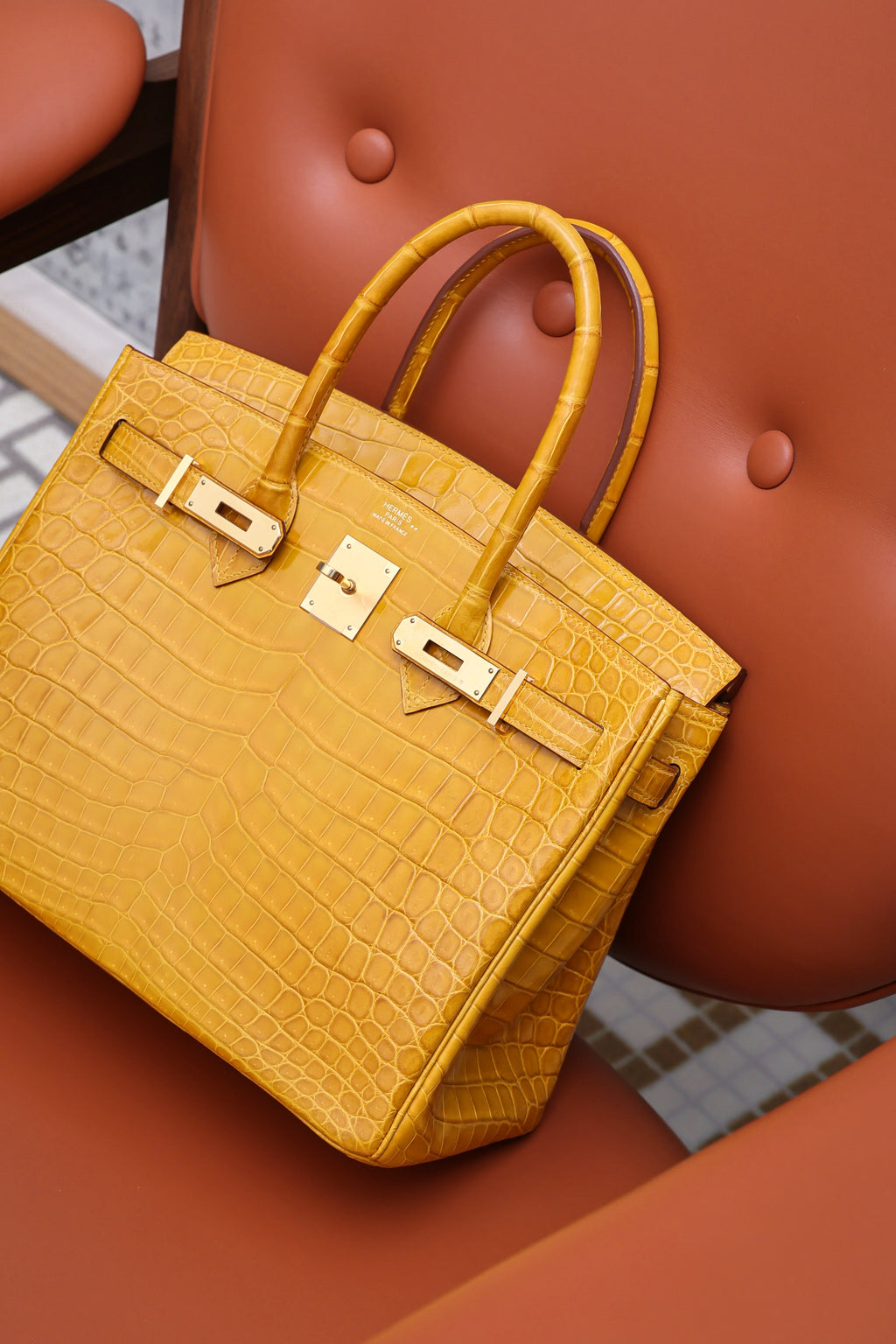 BK-2024 All Handmade Golden / Sliver Hardware Soufre Bright surface Nile crocodile leather