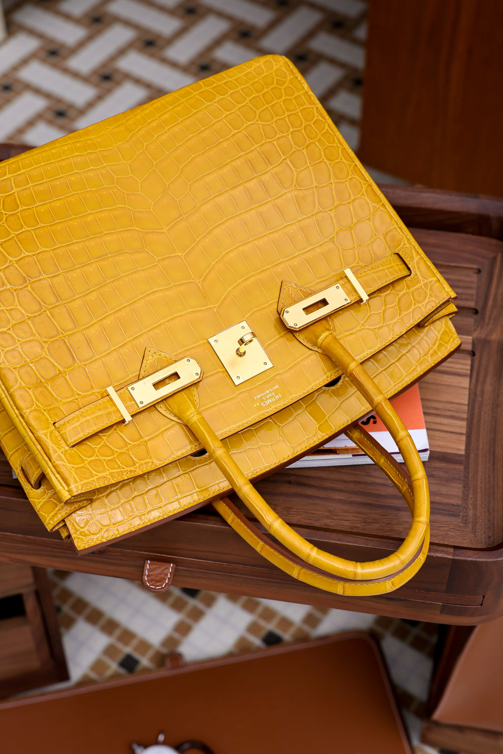 BK-2024 All Handmade Golden / Sliver Hardware Soufre Bright surface Nile crocodile leather