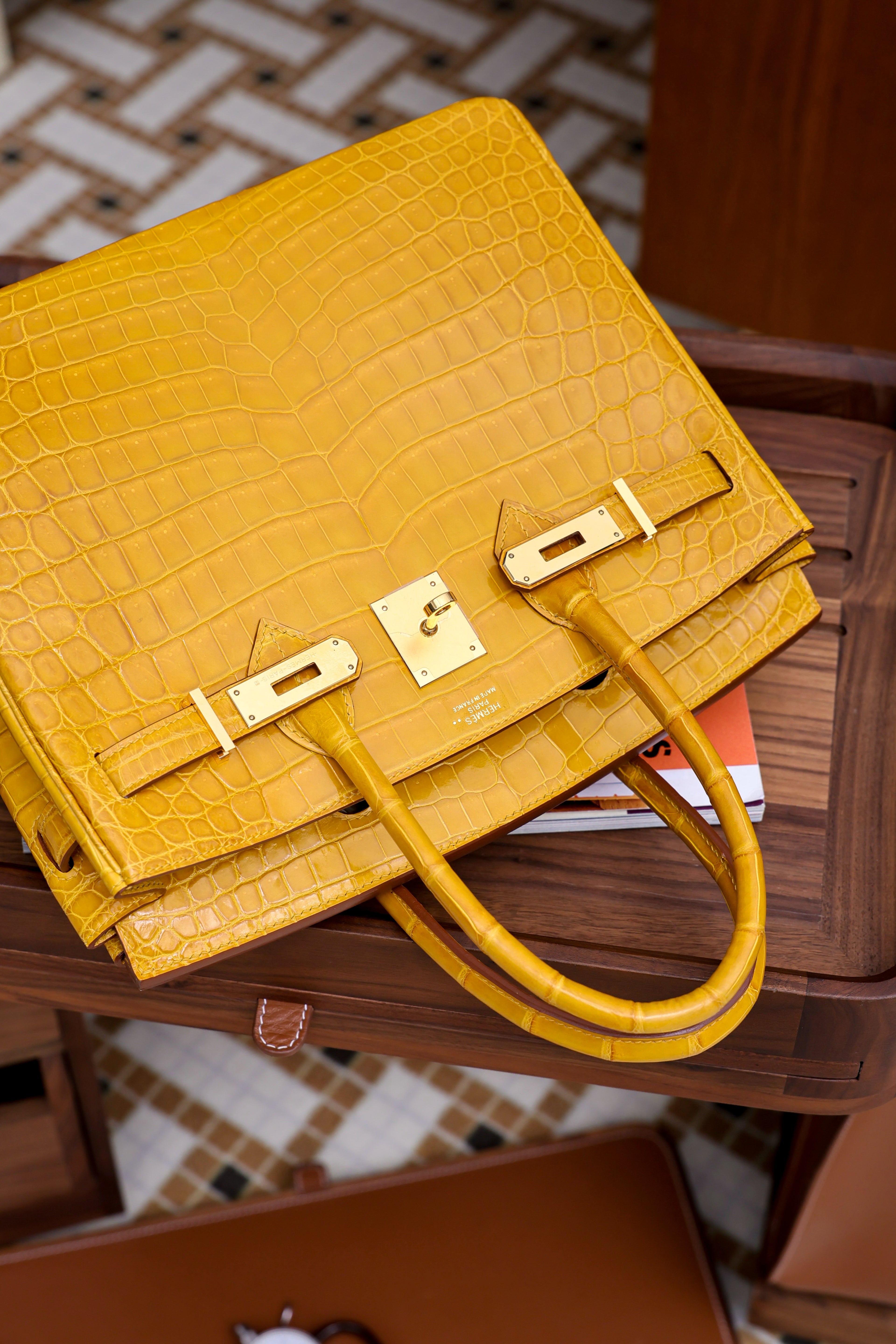BK-2024 All Handmade Golden / Sliver Hardware Soufre Bright surface Nile crocodile leather