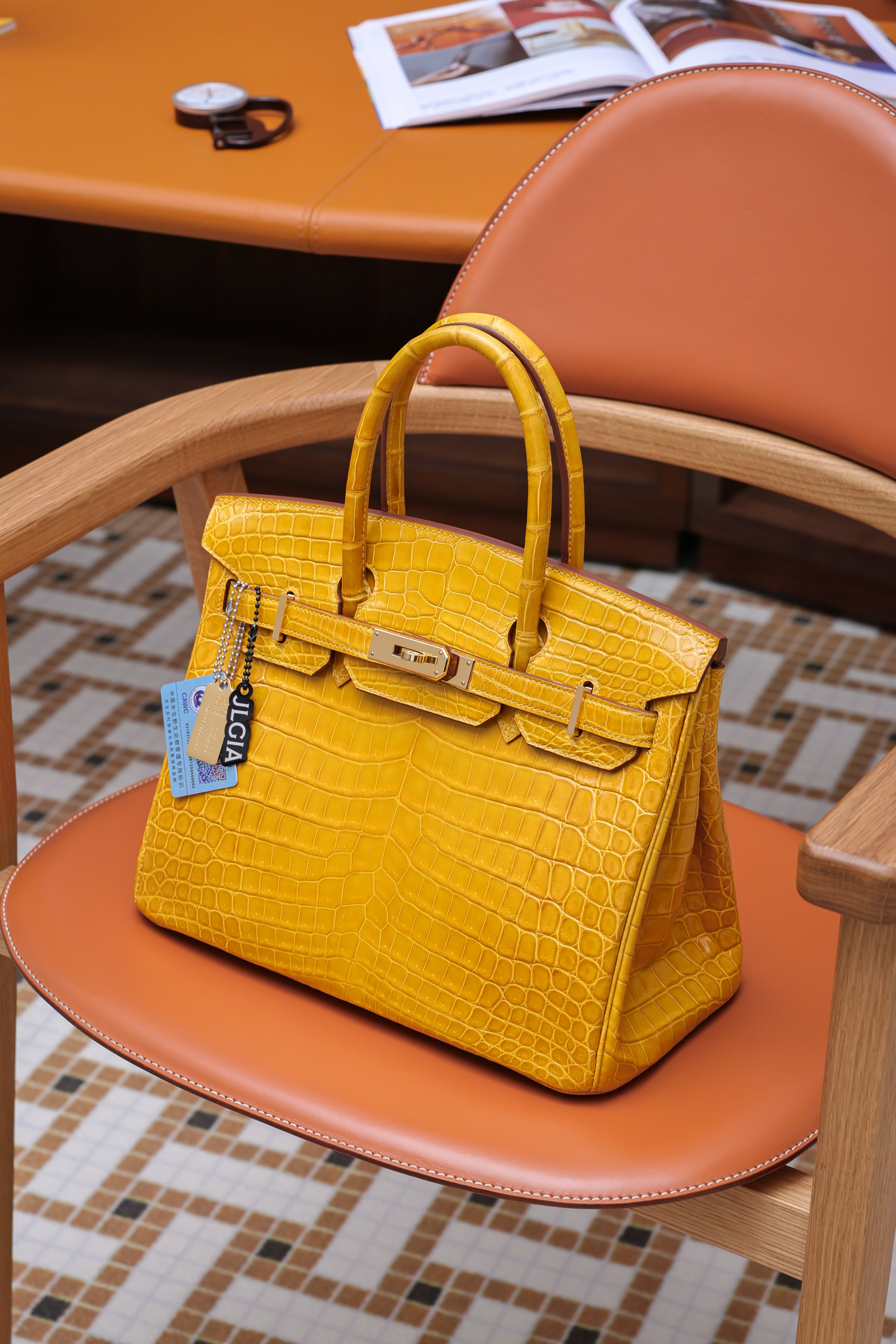 BK-2024 All Handmade Golden / Sliver Hardware Soufre Bright surface Nile crocodile leather
