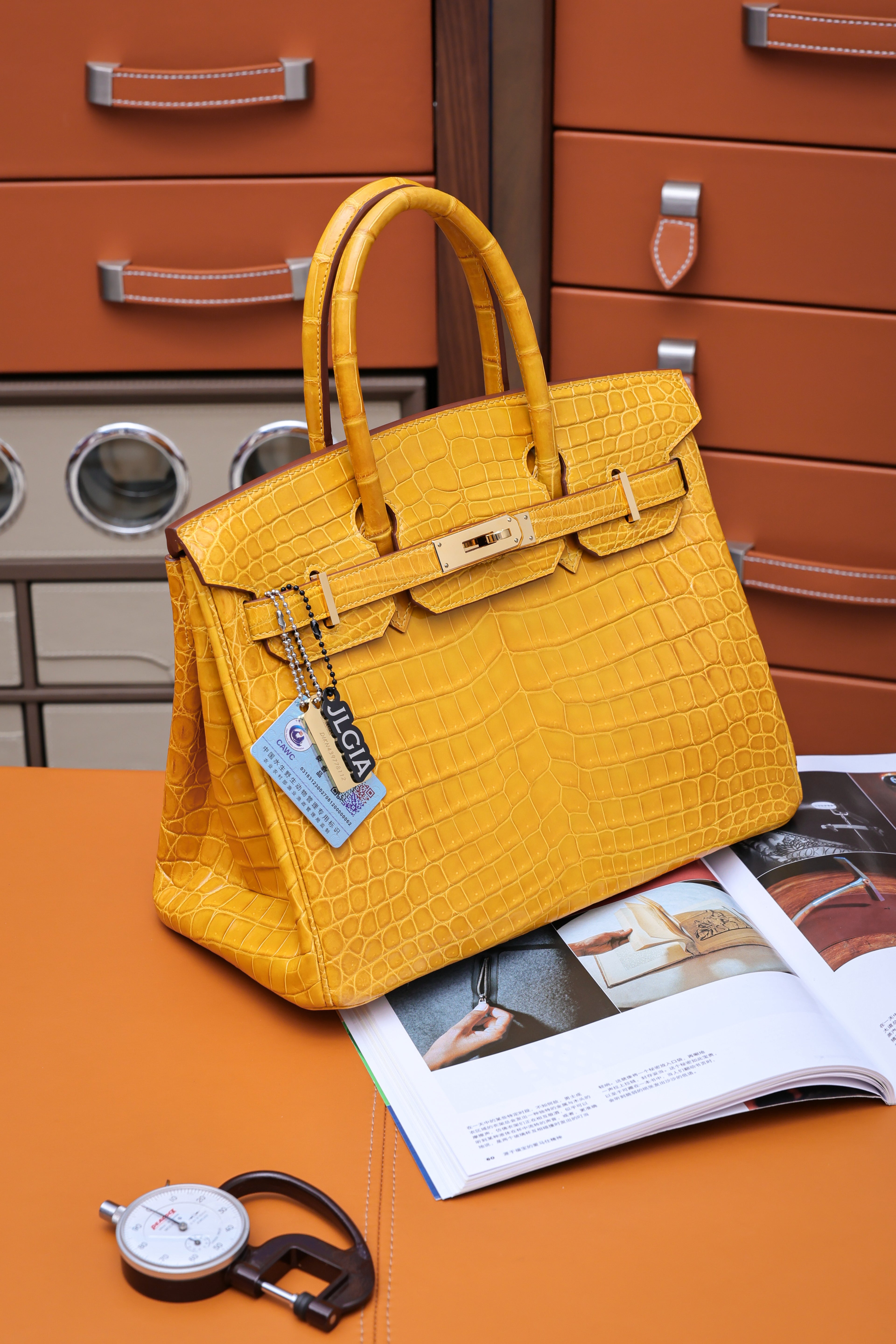 BK-2024 All Handmade Golden / Sliver Hardware Soufre Bright surface Nile crocodile leather