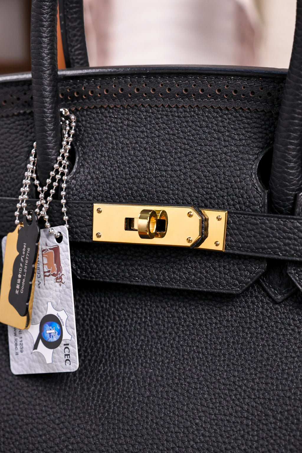 Birkin- All Handmade Golden / Sliver Noir  togo leather