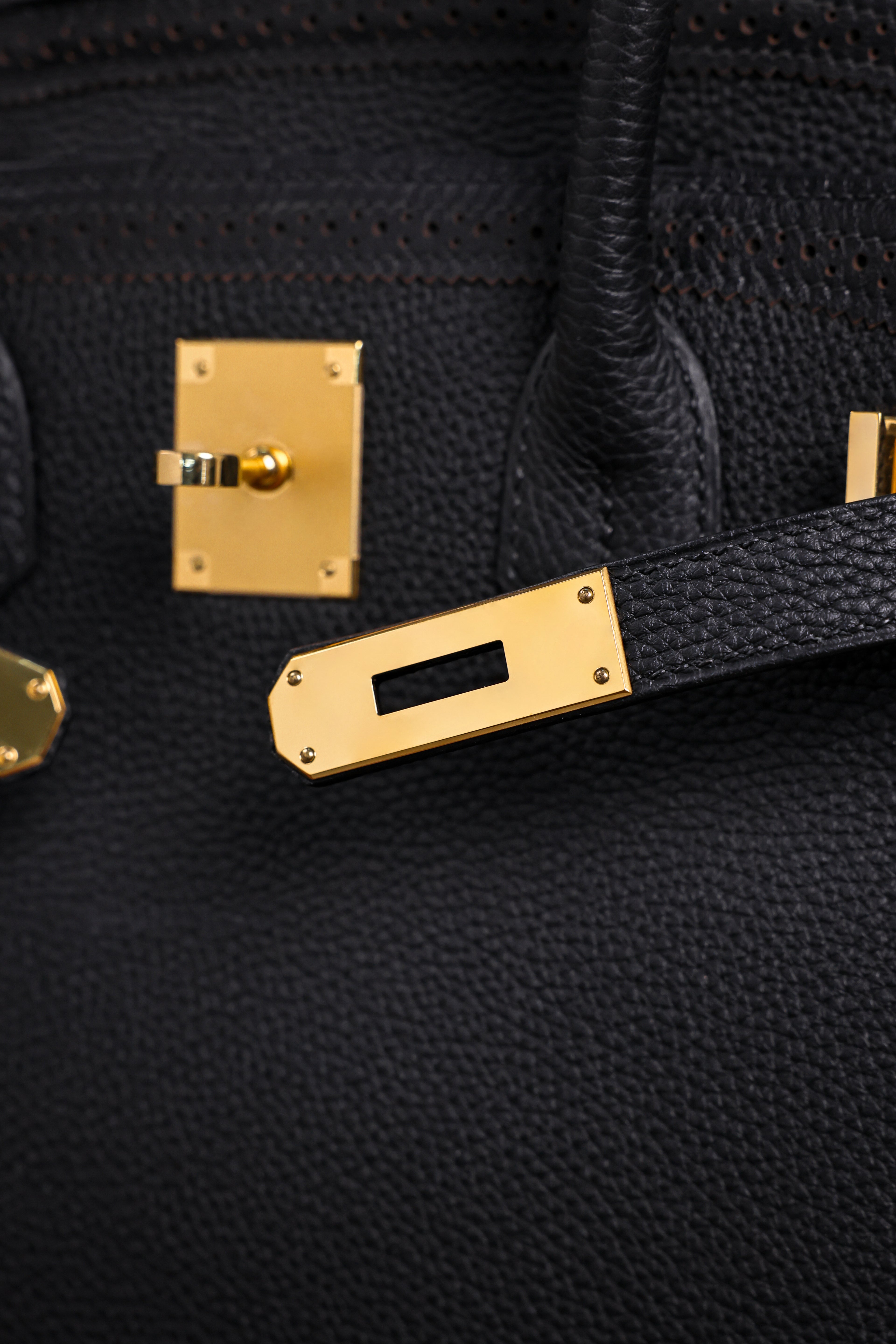 Birkin- All Handmade Golden / Sliver Noir  togo leather
