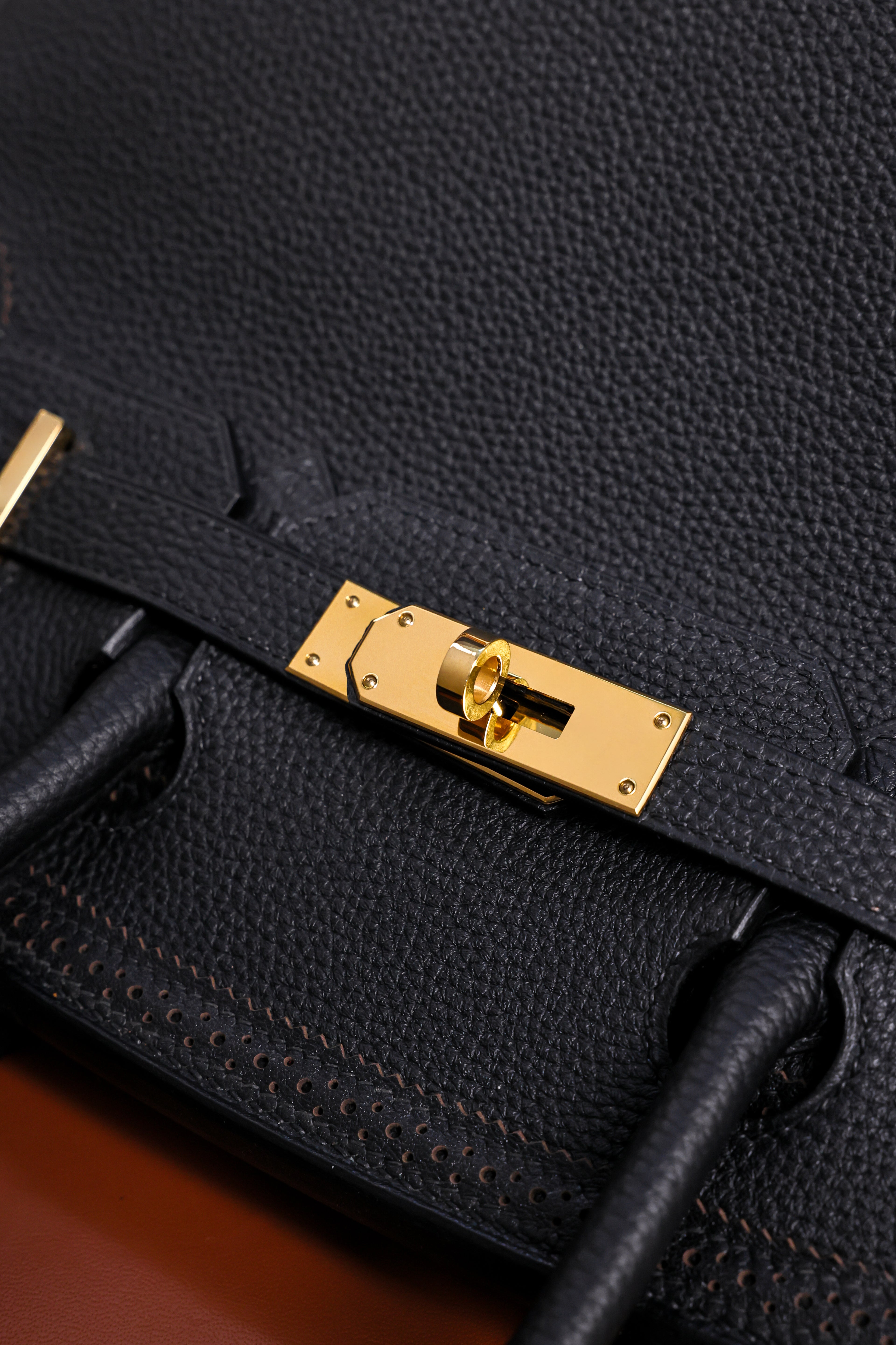 Birkin- All Handmade Golden / Sliver Noir  togo leather