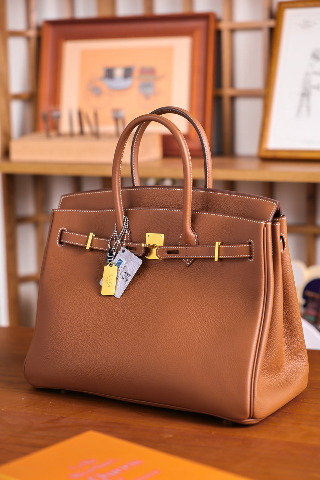 Birkin- All Handmade Golden / Sliver Golden brown  togo leather
