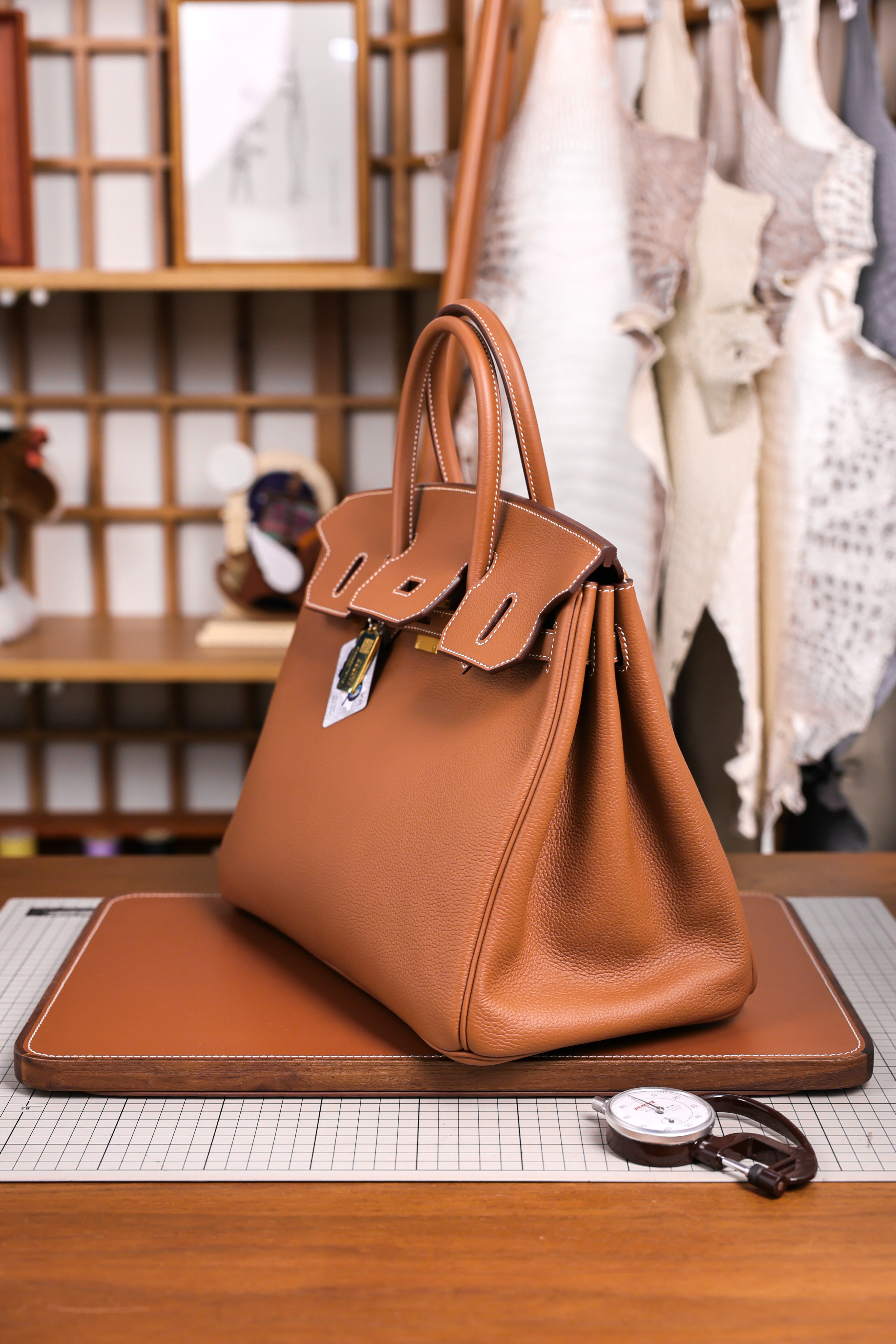 Birkin- All Handmade Golden / Sliver Golden brown  togo leather