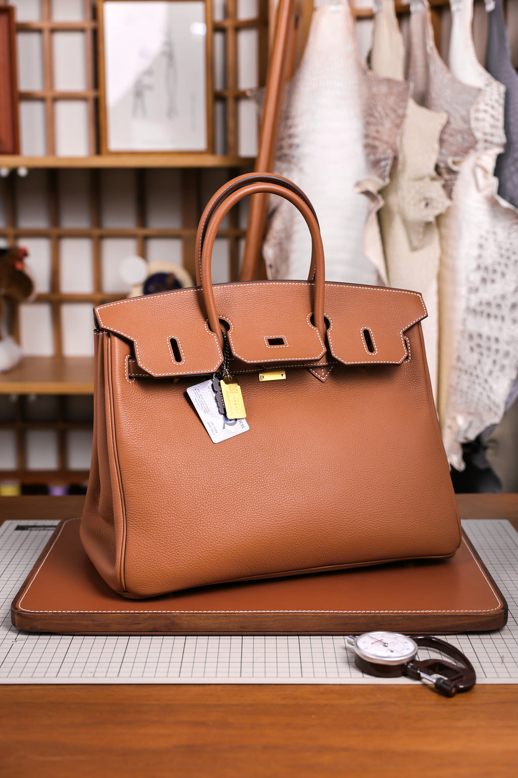 Birkin- All Handmade Golden / Sliver Golden brown  togo leather