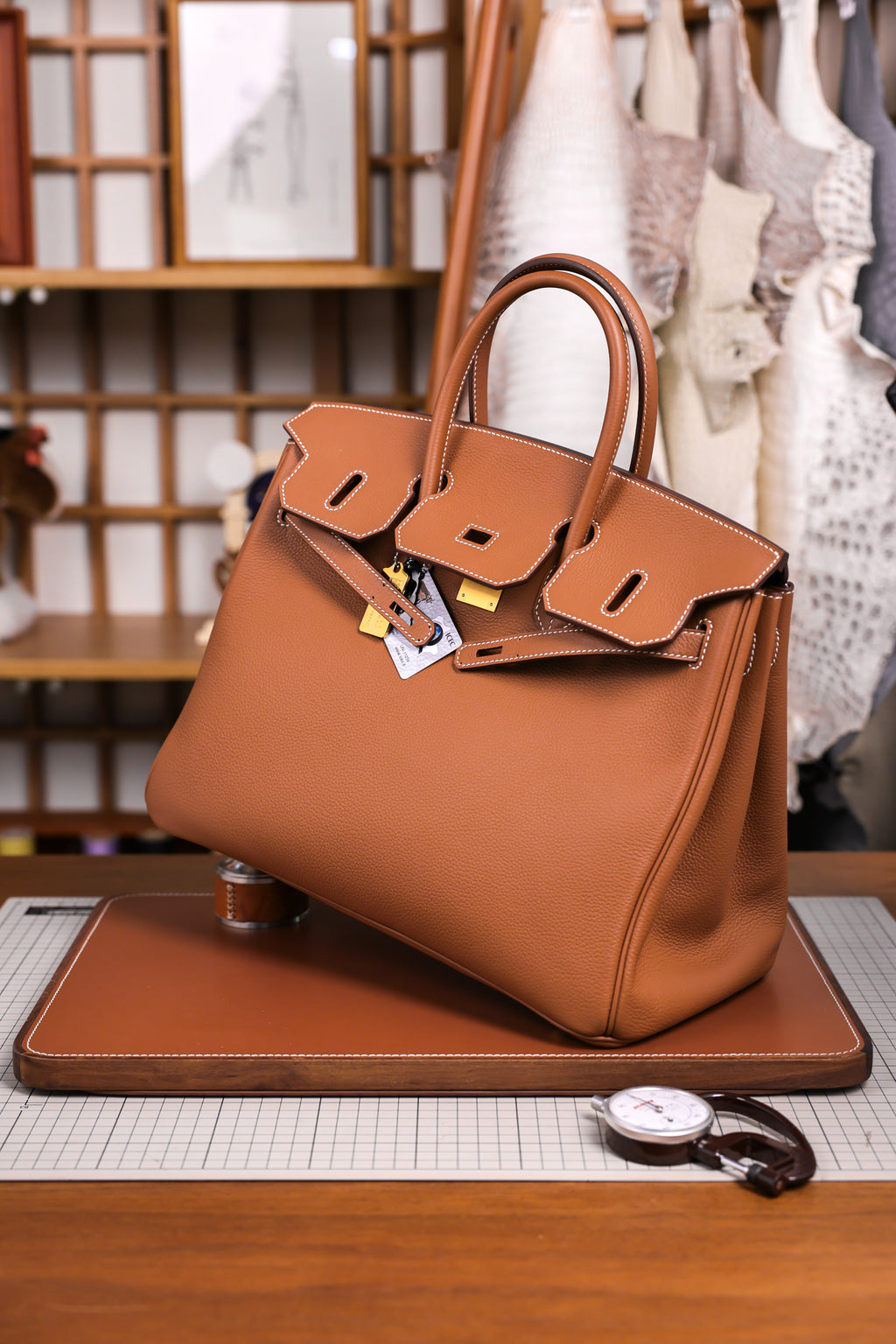 Birkin- All Handmade Golden / Sliver Golden brown  togo leather